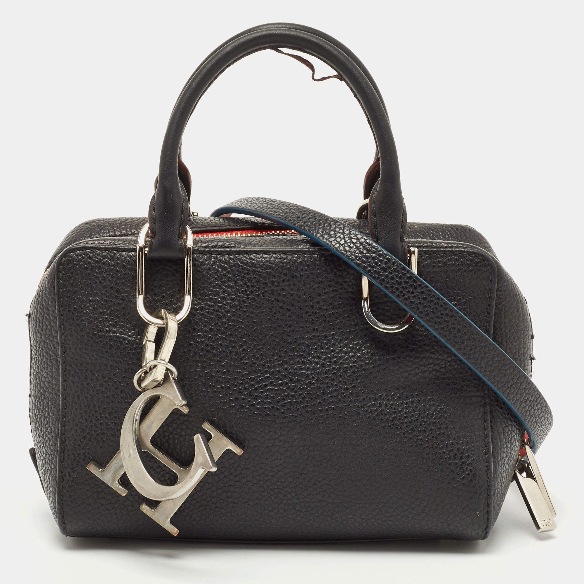 Pre Owned Carolina Herrera Black Leather Duke Satchel