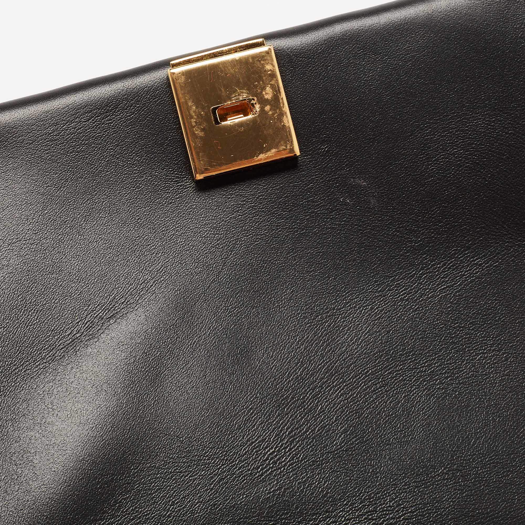 CH Carolina Herrera Black Embossed Leather Medium Camelot Shoulder Bag  Carolina Herrera