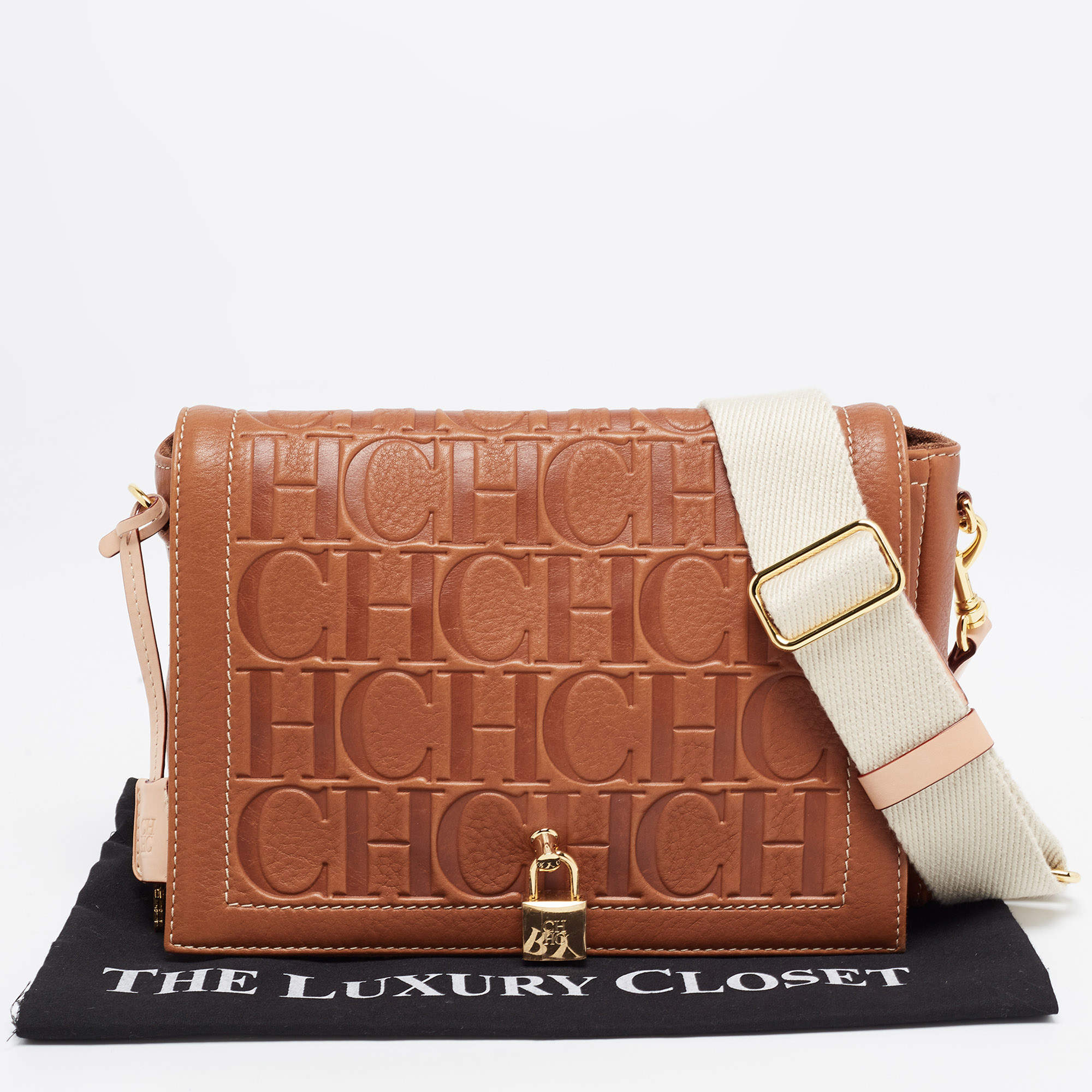 Carolina Herrera Andy bag in cognac leather with embossed logo Brown  ref.425916 - Joli Closet