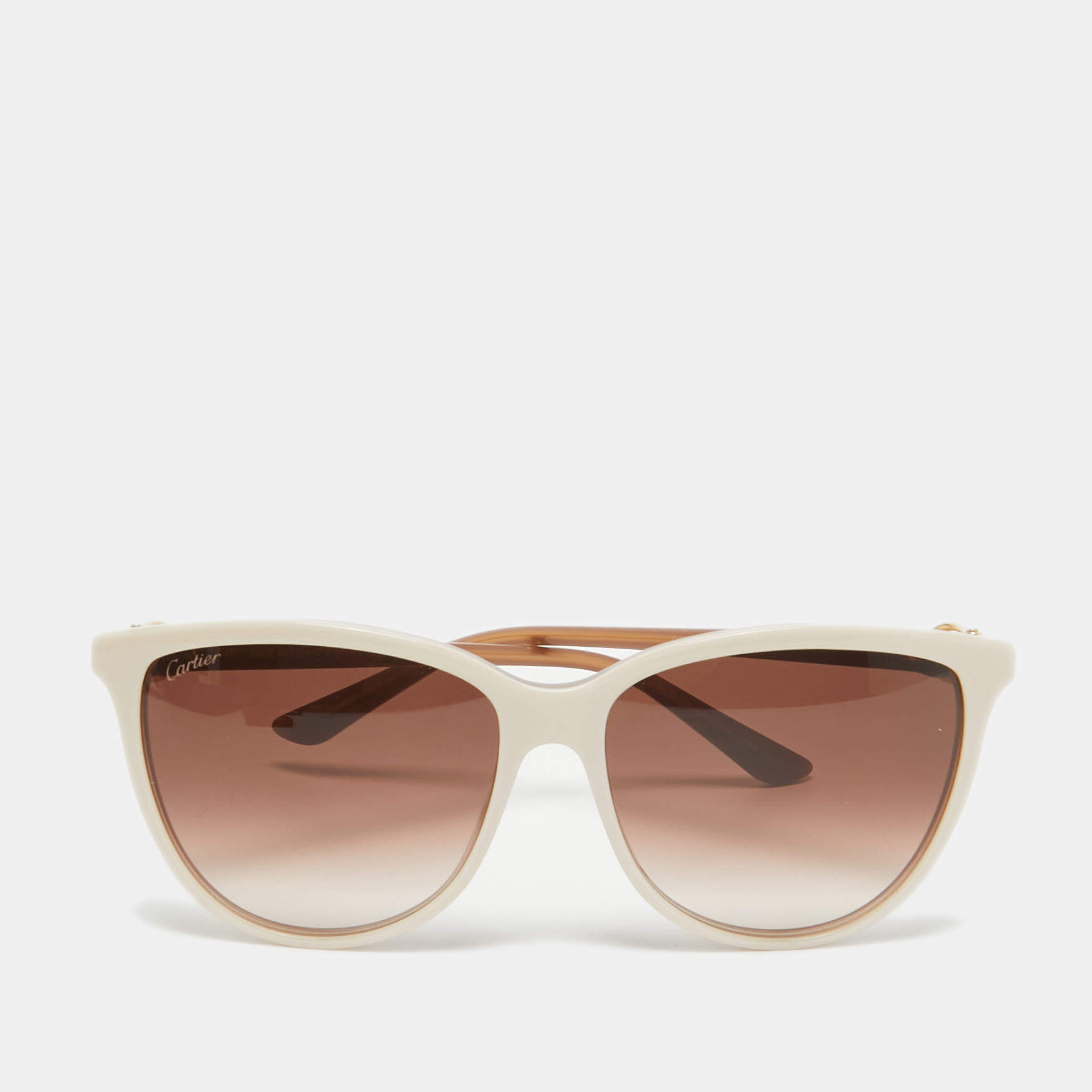 Cartier Cream/Brown Gradient CT0186S Cat Eye Sunglasses