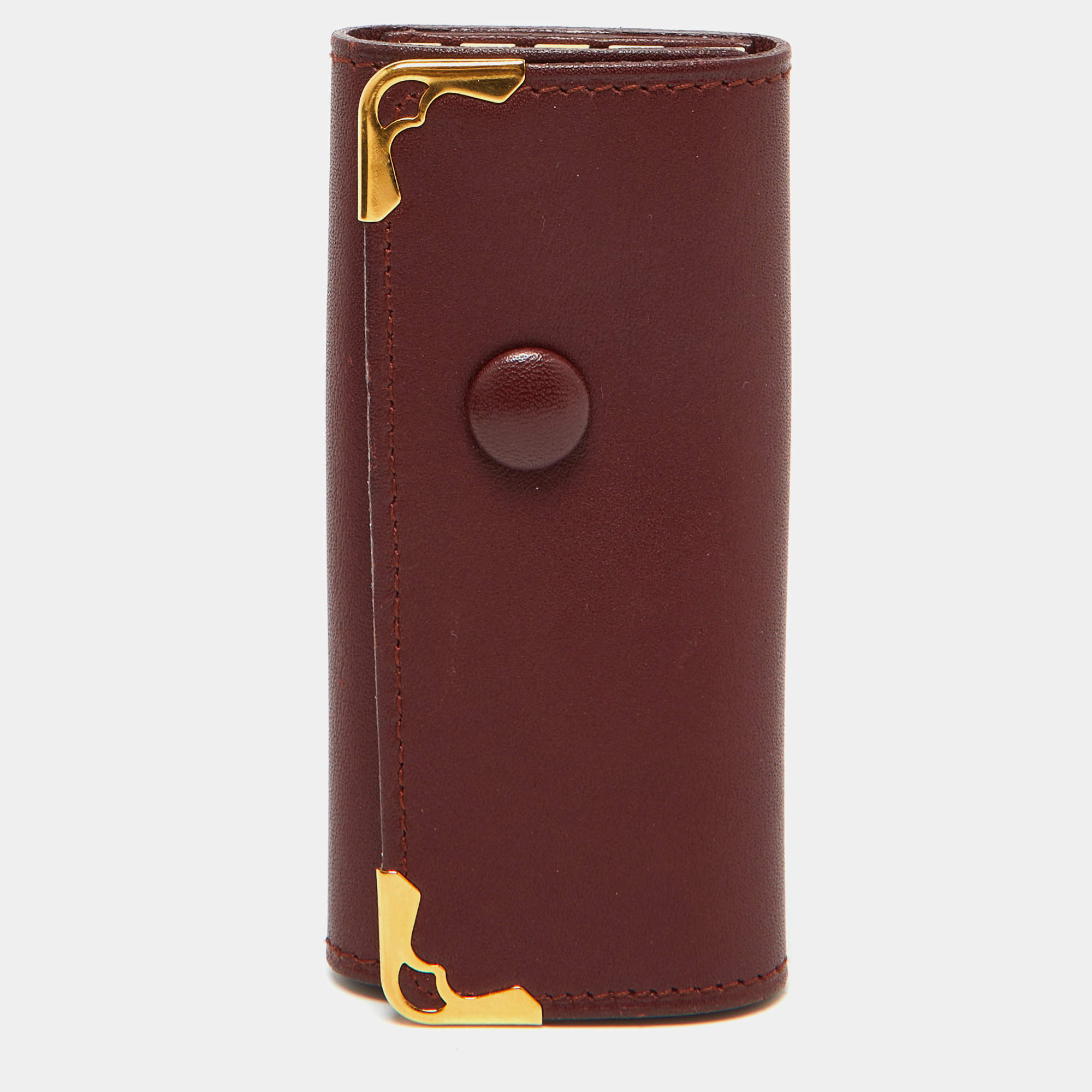 Pre Owned Cartier Burgundy Leather Must de Cartier Key Holder