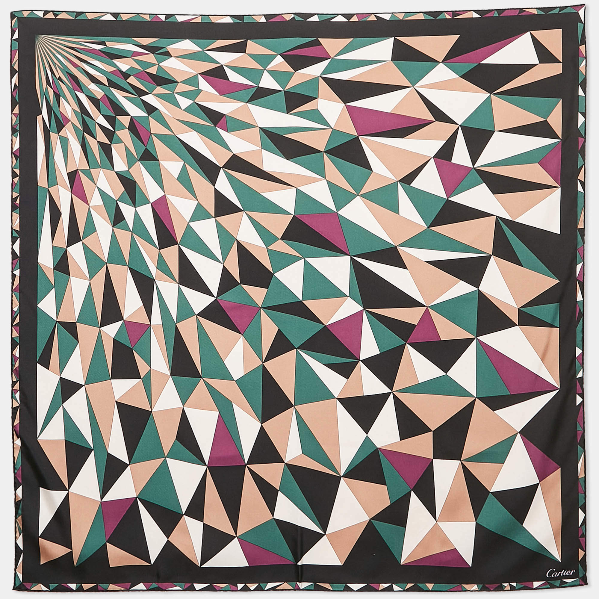 Cartier Multicolor Geometric Print Silk Square Scarf 