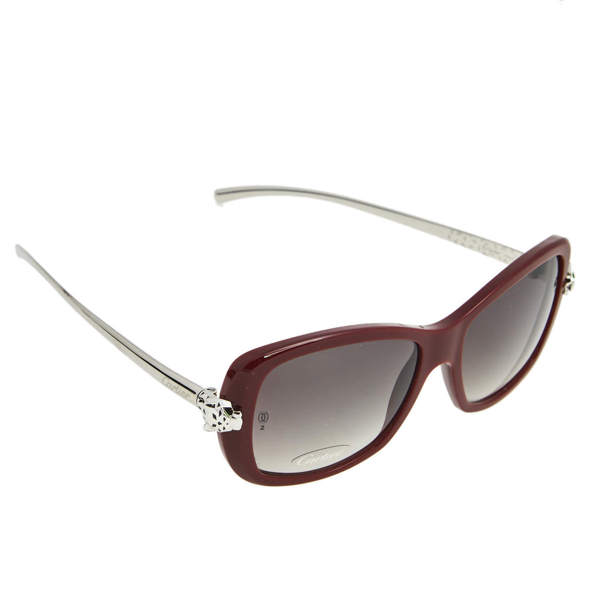 Cartier Burgundy / Grey Gradient Panthère De Cartier Square Sunglasses