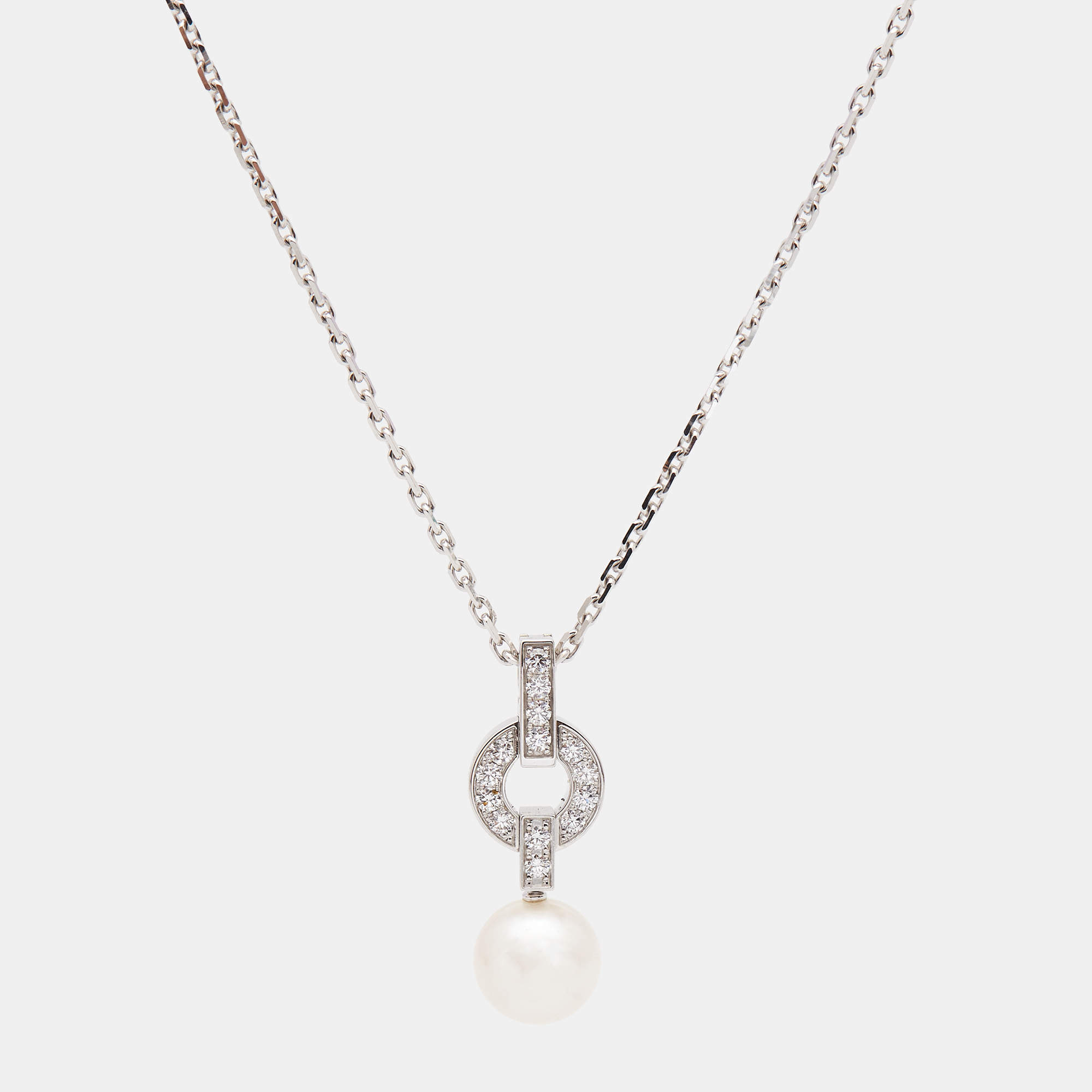 Cartier Himalia Cultured Pearl Diamonds 18k White Gold Necklace