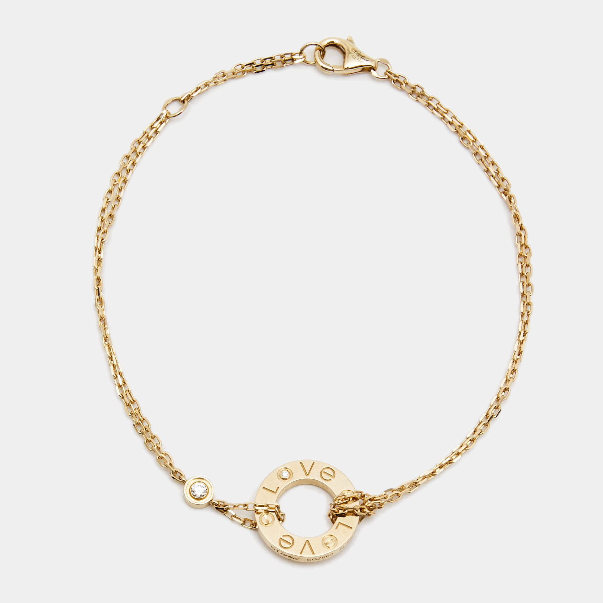 Pre Owned Cartier Love Diamond 18k Yellow Gold  Bracelet