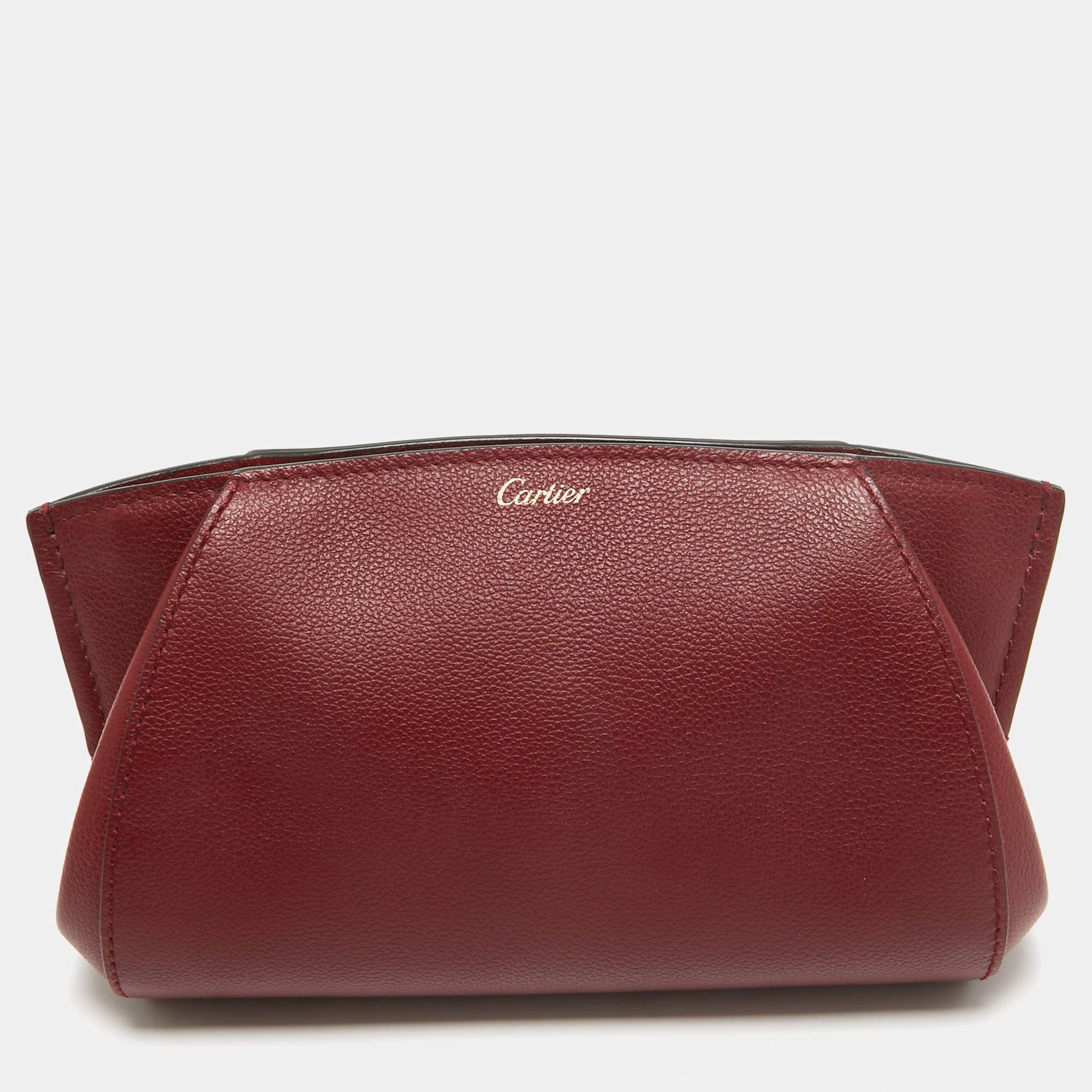 Pre Owned Cartier Red Leather C De Cartier Clutch