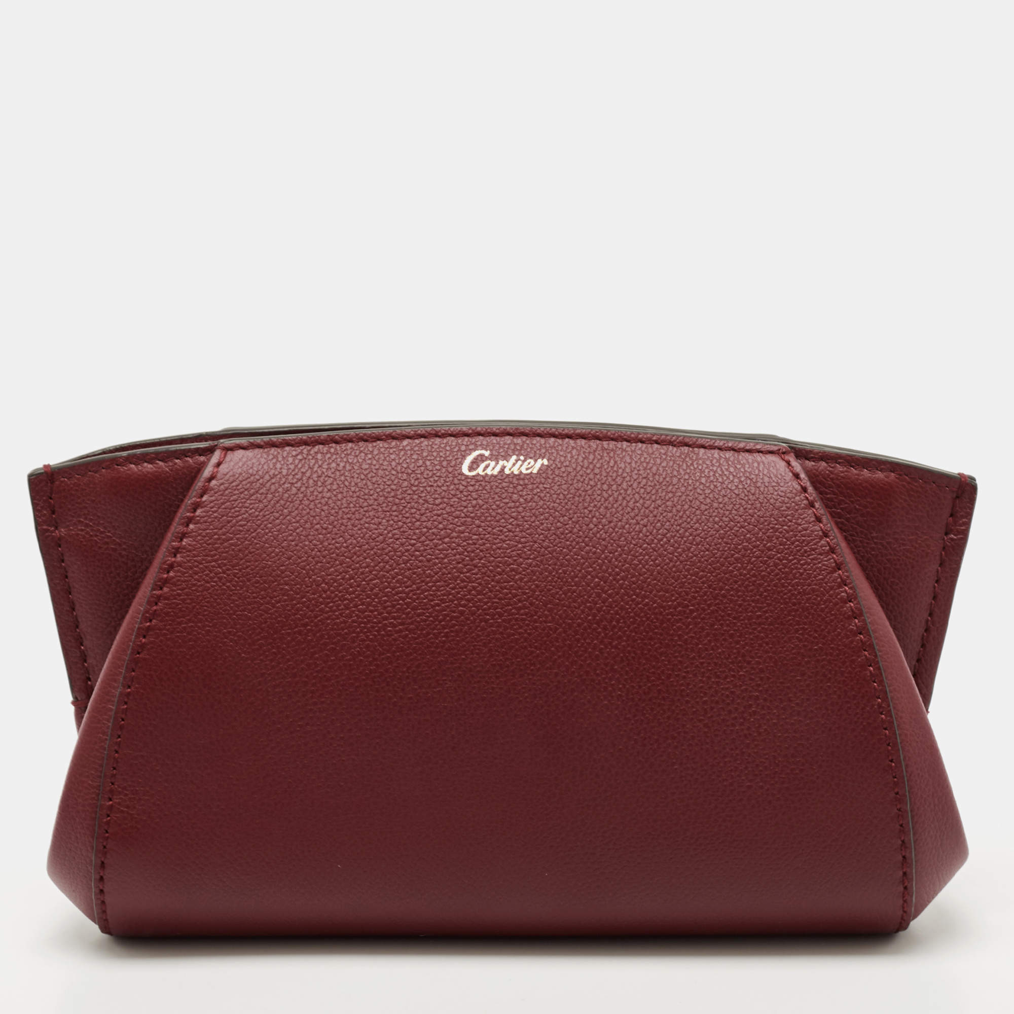 Pre Owned Cartier Red Leather C De Cartier Clutch