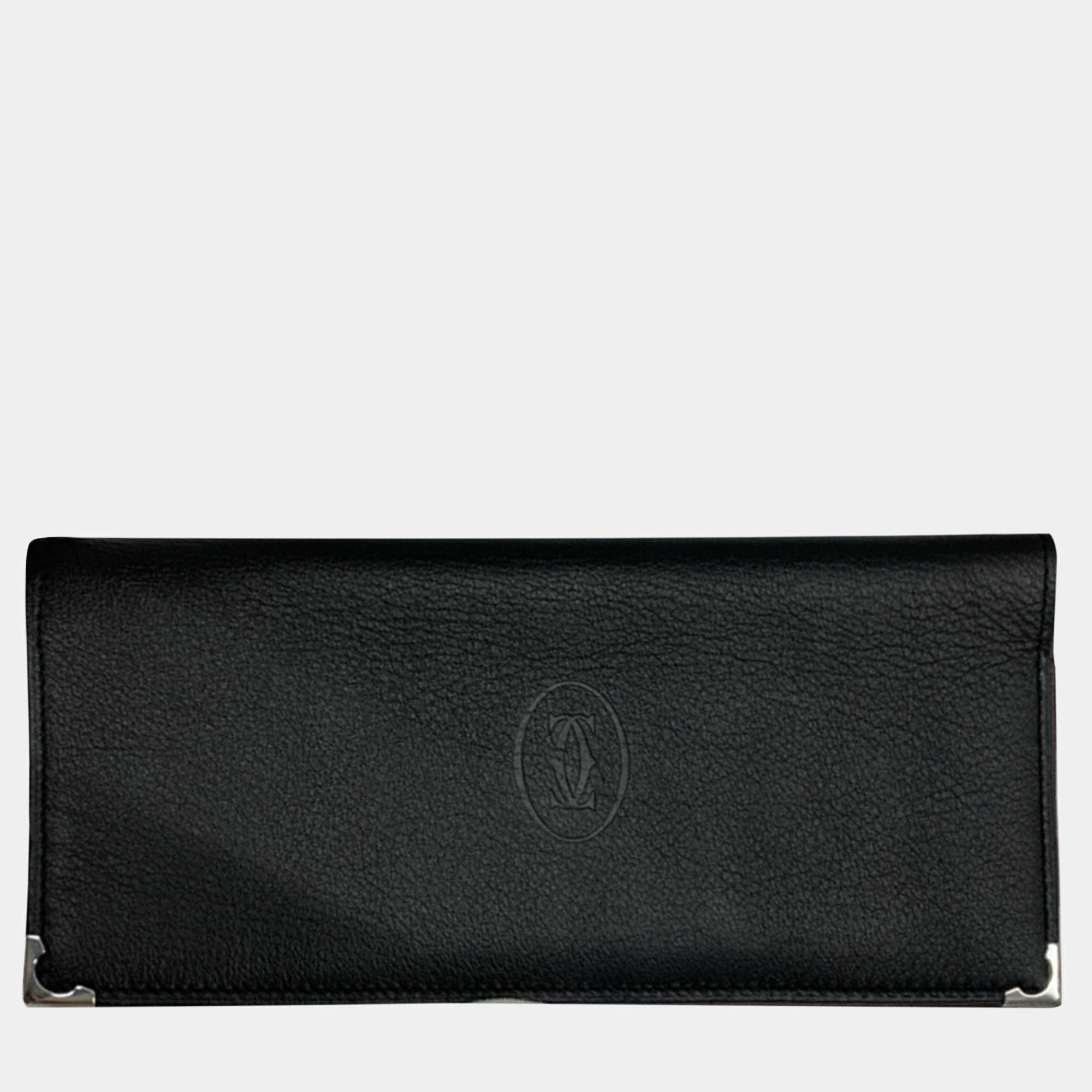 مملوكة مسبقًا Cartier Black Leather Long Wallet