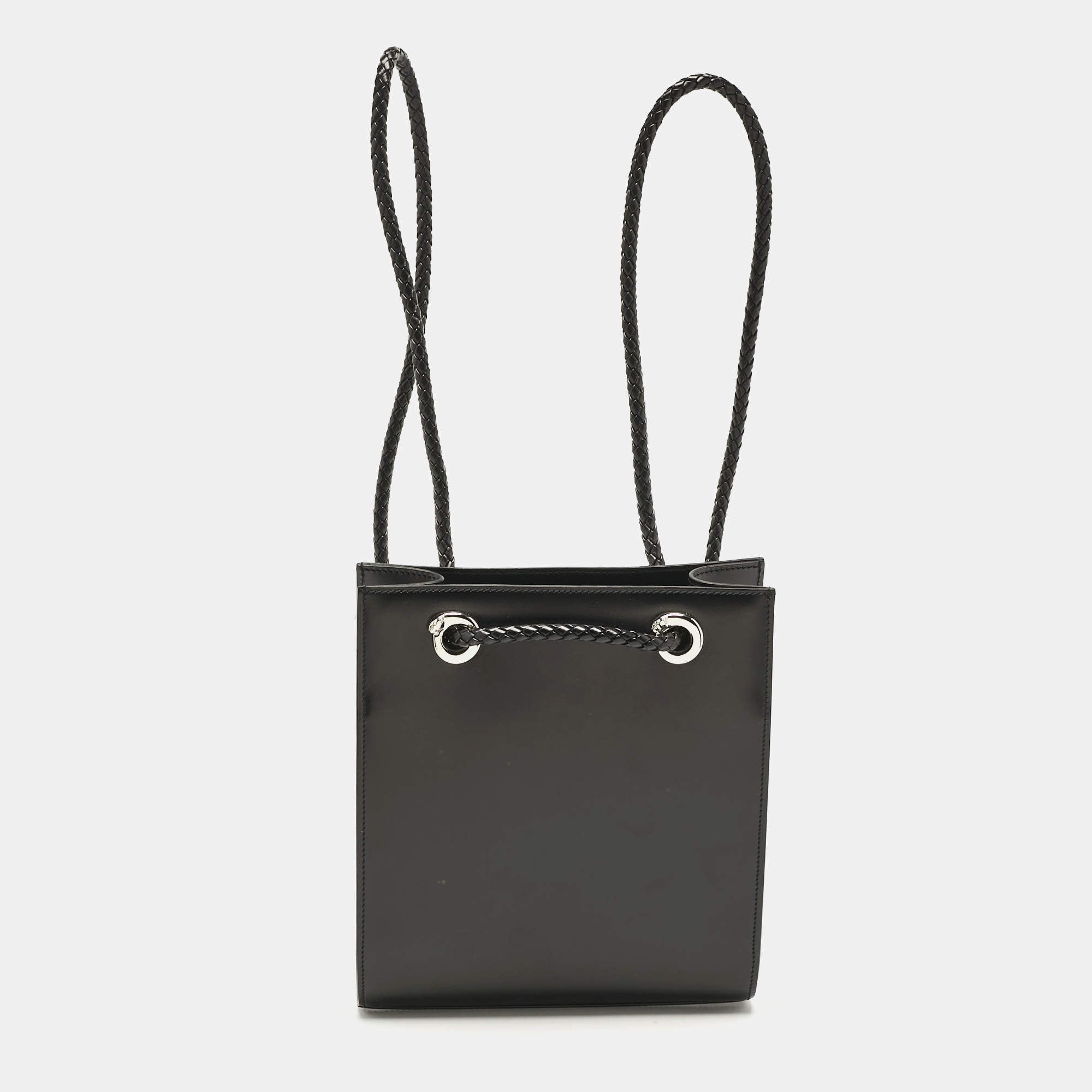 Pre Owned Cartier Black Leather Panthere De Cartier Drawstring Backpack