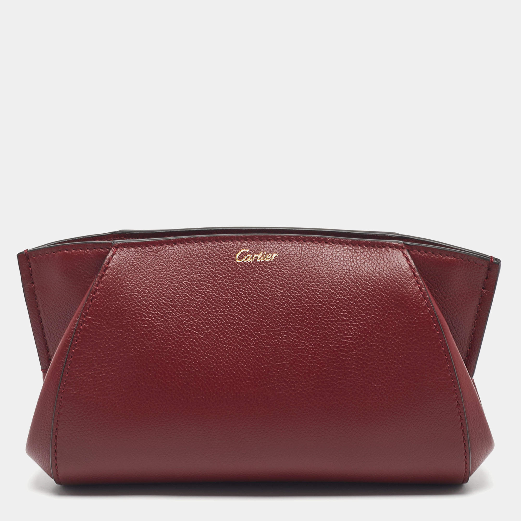 Pre Owned Cartier Red Leather C De Cartier Clutch