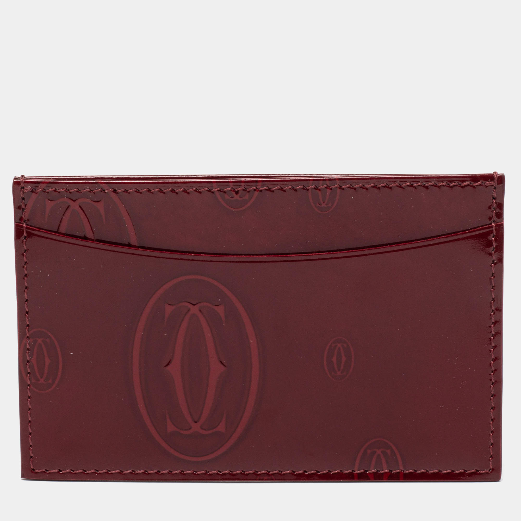 Pre Owned Cartier Red Patent Leather Happy Birthday Card Holder