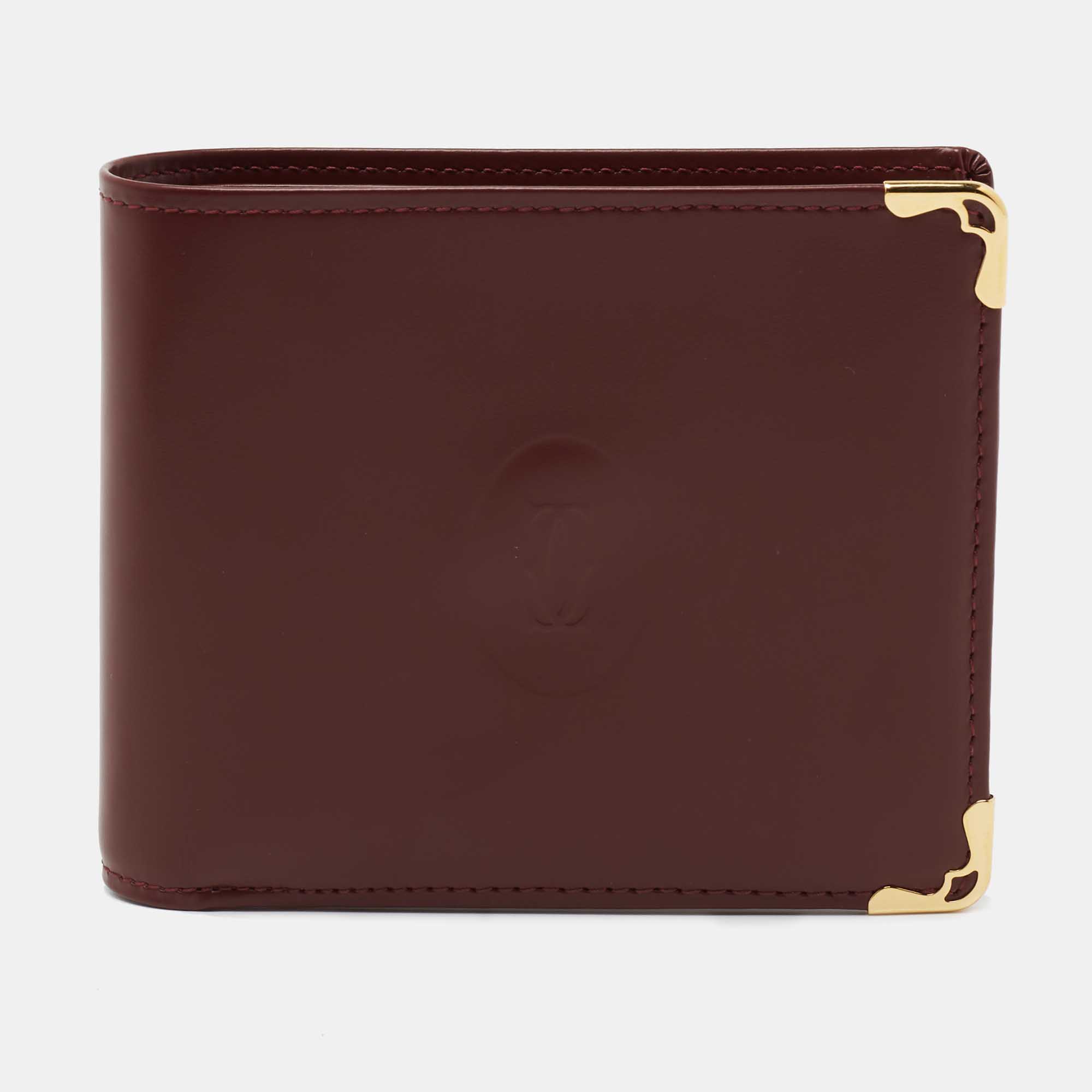 Pre Owned Cartier Burgundy Leather Must de Cartier Wallet