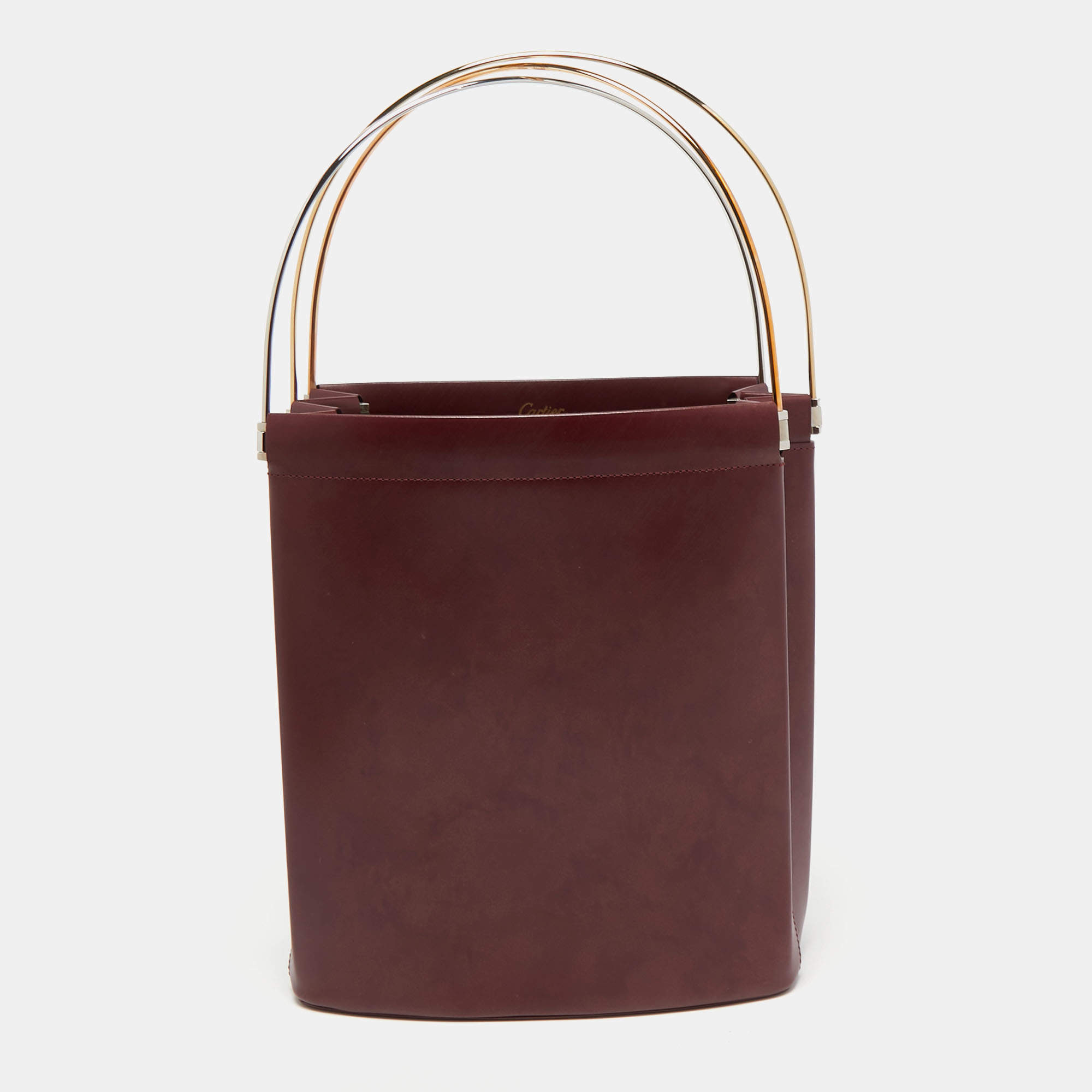 Pre Owned Cartier Burgundy Leather Trinity Bag