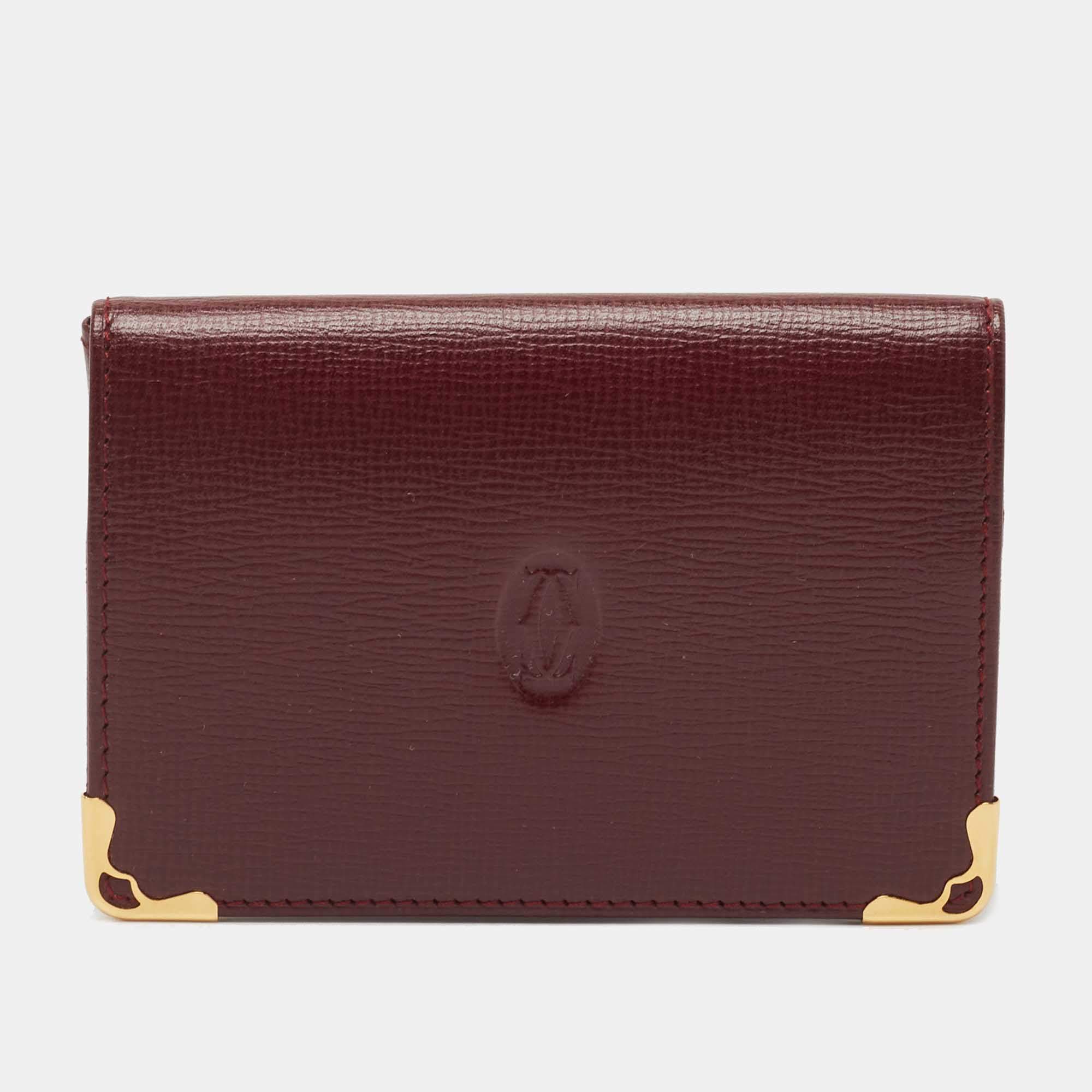 Cartier Burgundy Leather Must de Cartier Bifold Card Case