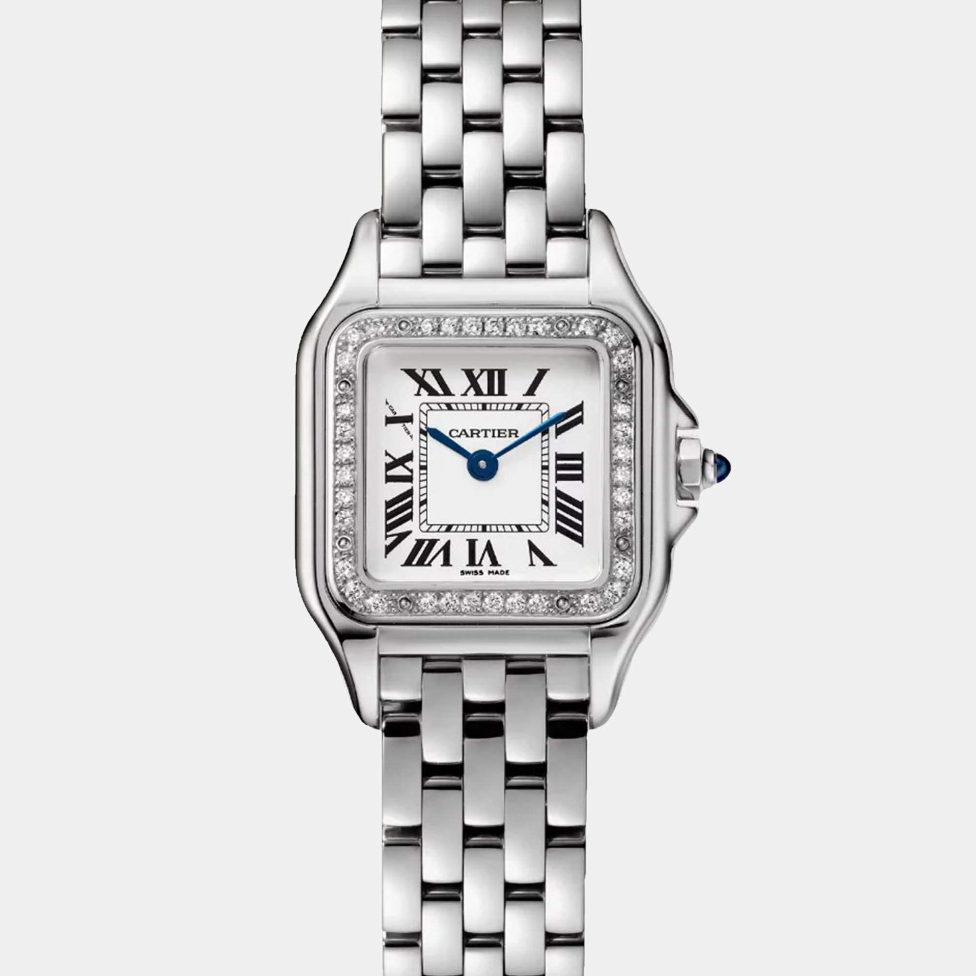 Pre Owned Cartier Panthere W4PN0016 Quartz White Stainless Steel  Women's Wristwatch 23 mm x 30 mm