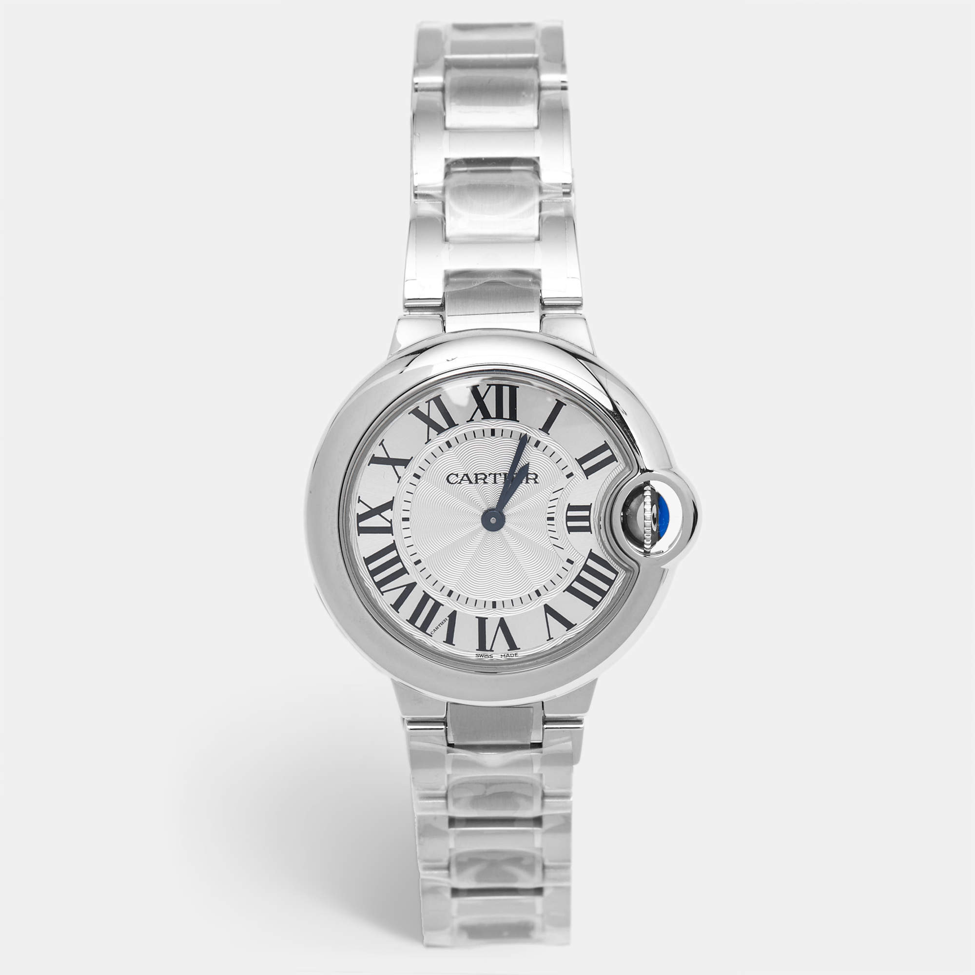 مملوكة مسبقًا Cartier Ballon Bleu W6920084 Silver Dial Stainless Steel Women's Wristwatch 33 mm