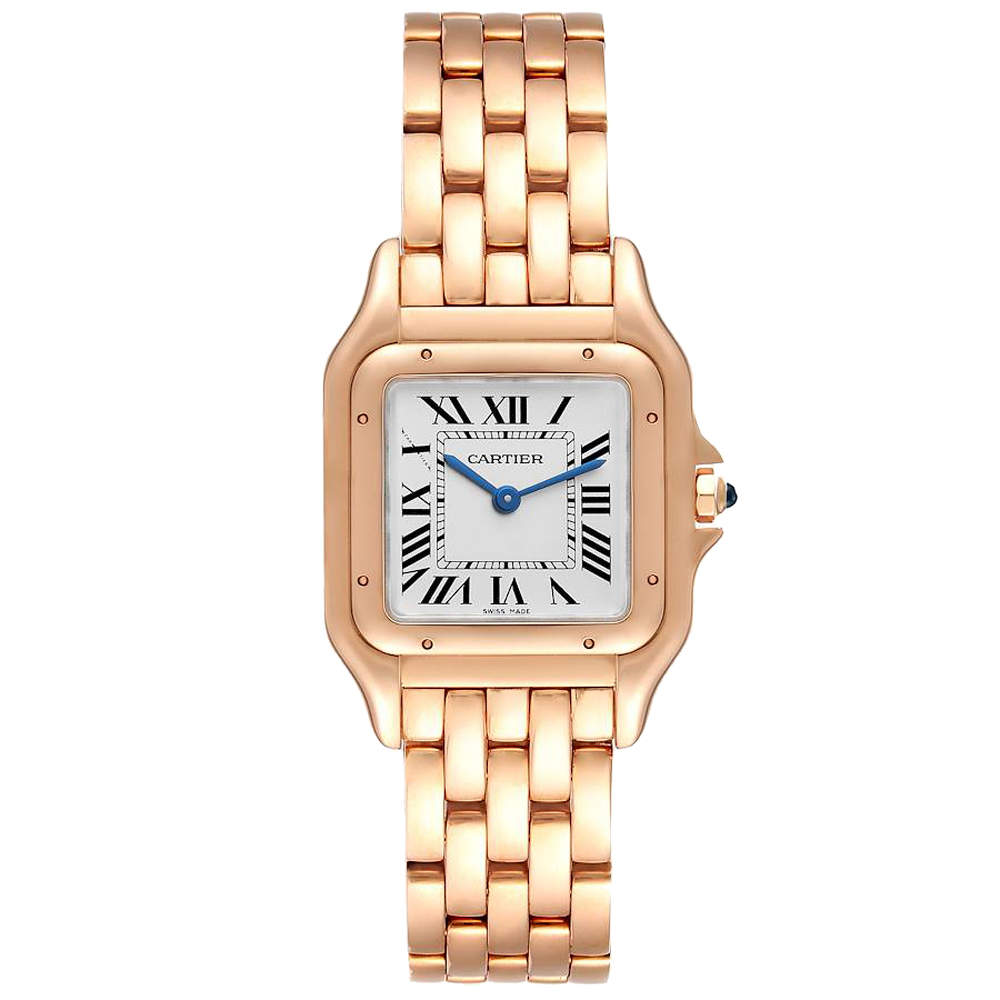 Cartier Silver 18k Rose Gold Panthere WGPN0007 Women's Wristwatch 27 MM