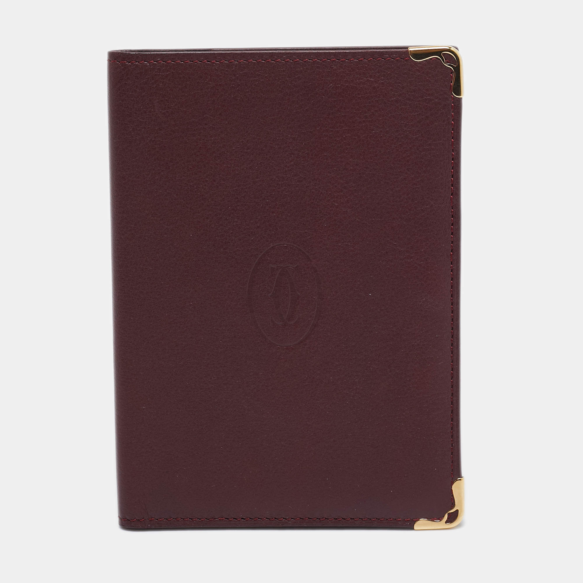 Pre Owned Cartier Burgundy Leather Must de Cartier Passport Holder