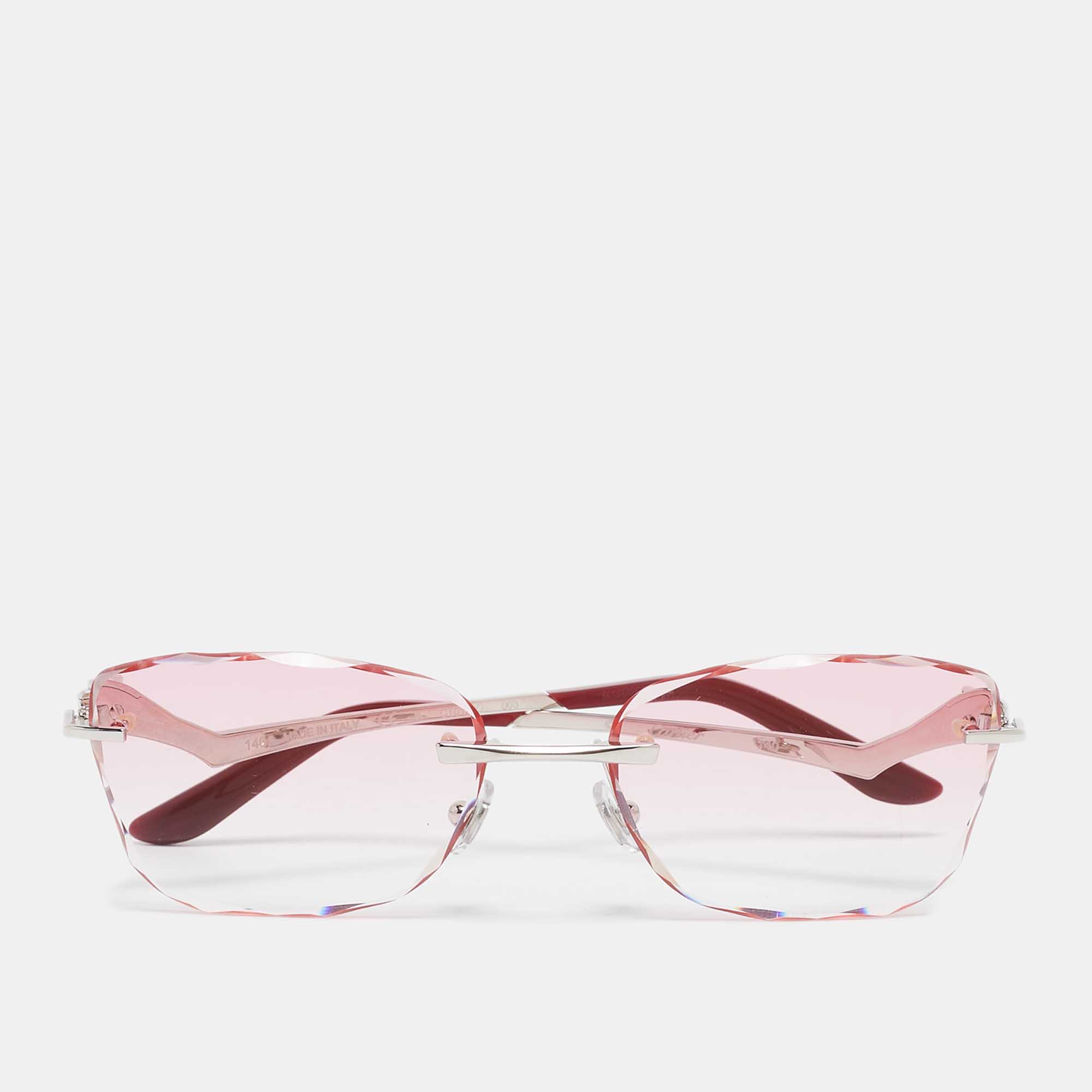 Pre Owned Cartier Pink Gradient CT0120O 003 Rimless Sunglasses
