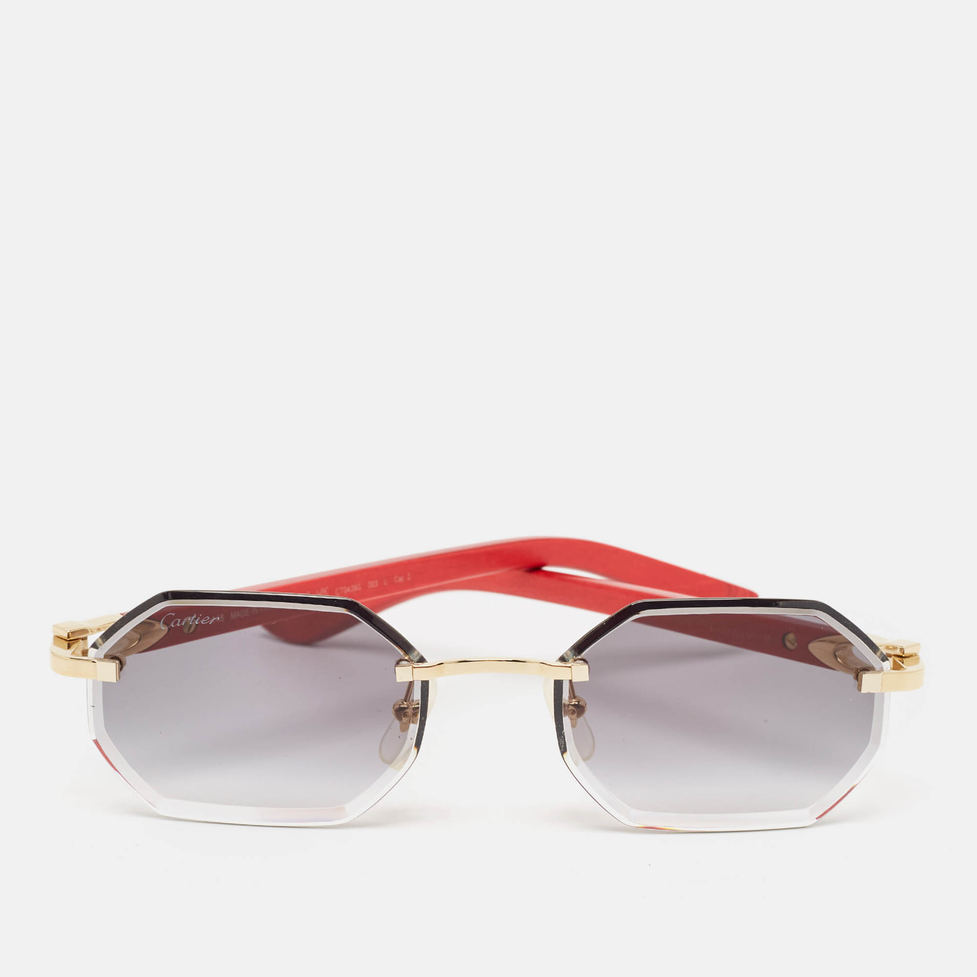 Cartier Red/Black Gradient CT04395S Elongated C de Cartier Oval Sunglasses 