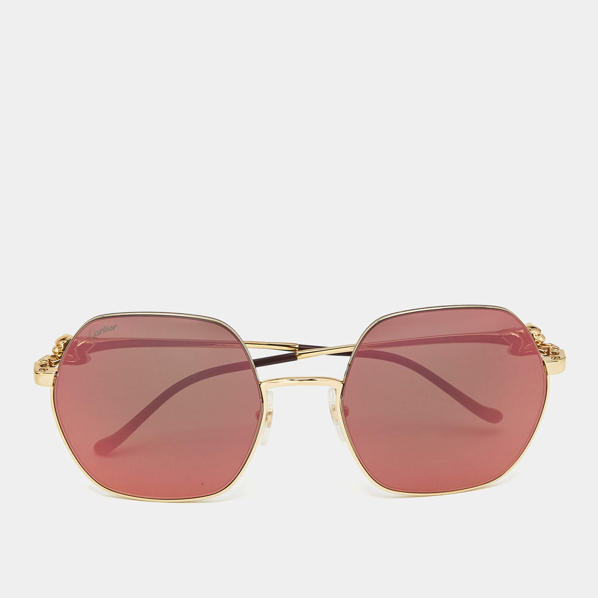Cartier Multicolor/Gold Tone CT026/S Panthère De Cartier Square Sunglasses