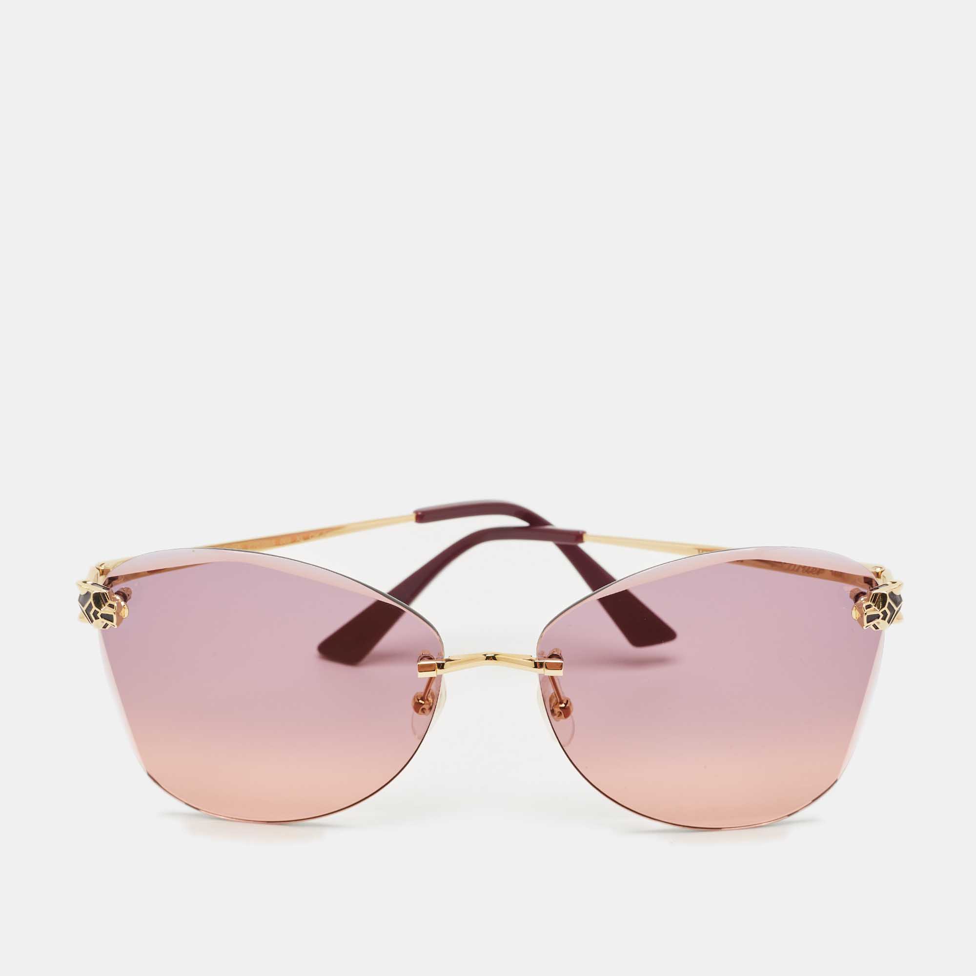 Pre Owned Cartier Purple/Pink CT0398S Panthère De Cartier Butterfly Sunglasses