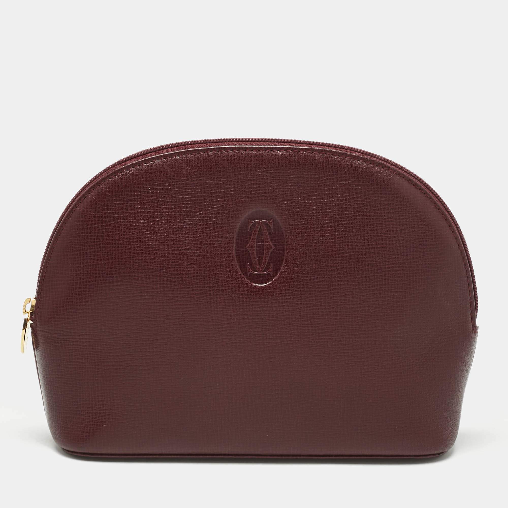 Pre Owned Carteir Burgundy Leather Must de Cartier Cosmetic Pouch