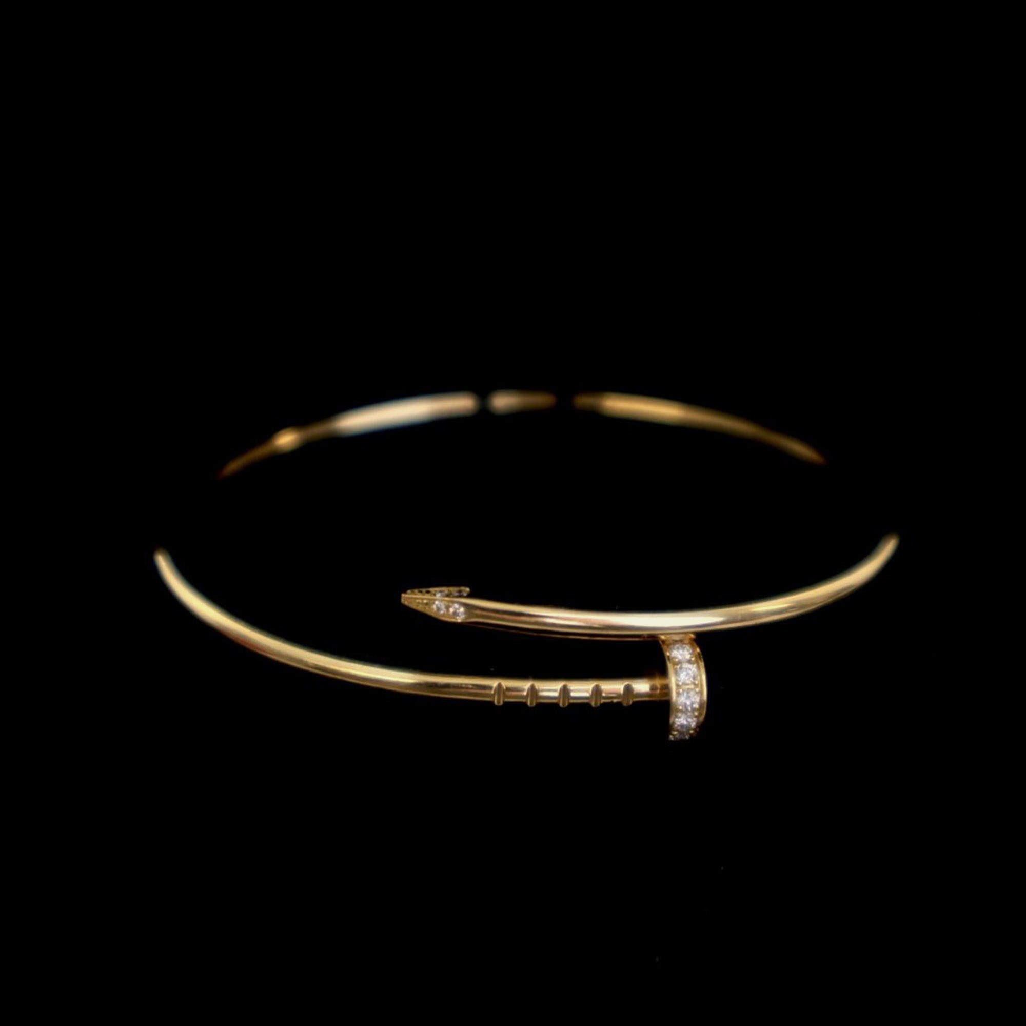 Pre Owned Cartier Small Model Diamond 18k Yellow Gold Juste Un Clou Bracelet Size 15 cm