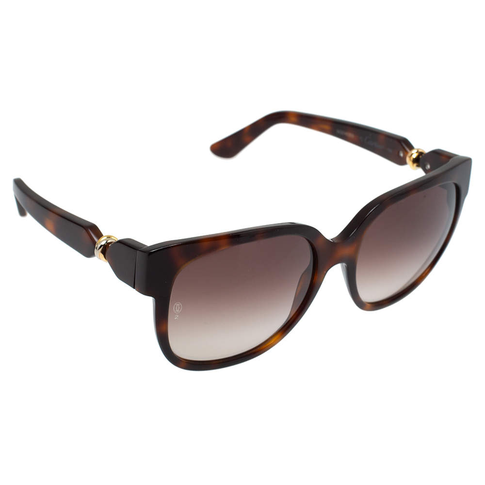 Cartier Tortoiseshell / Brown Gradient Trinity De Cartier Square Sunglasses