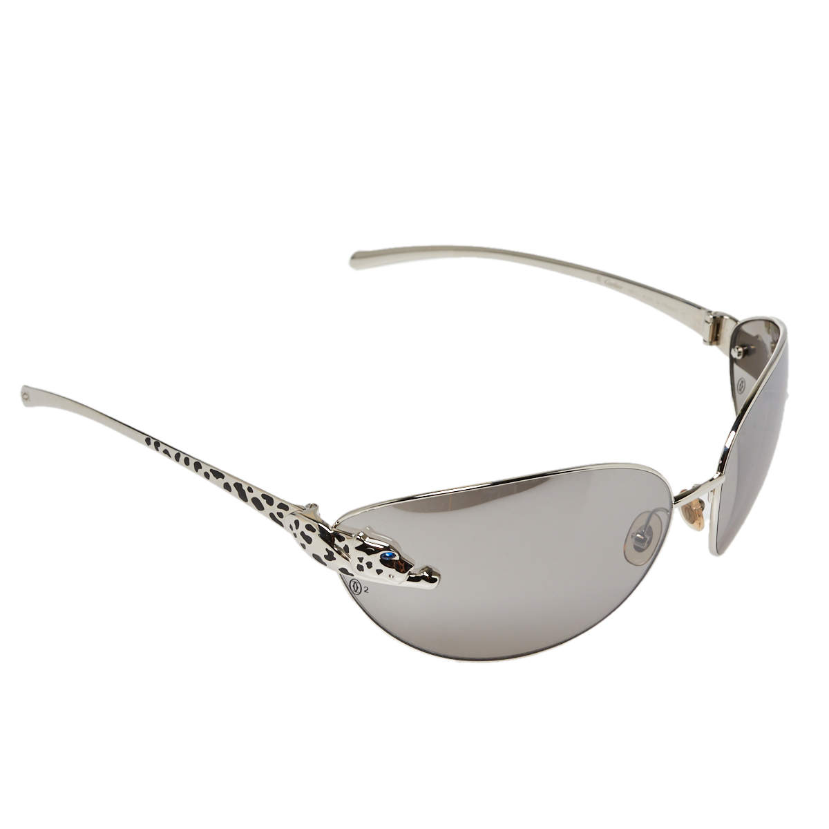 Cartier Silver Tone/Grey Gradient Limited Edition Panthere de Aviator Sunglasses