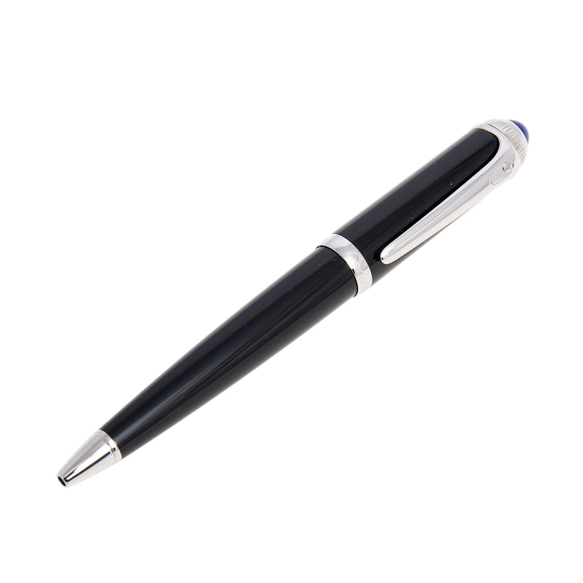 Pre Owned Cartier R De Cartier Black Resin Palladium Finish Ballpoint Pen