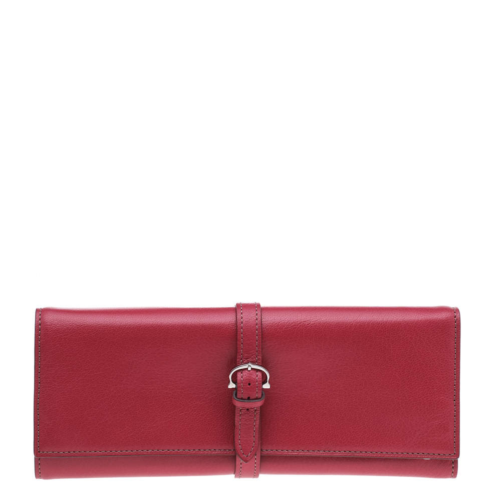 مملوكة مسبقًا Cartier Fuchsia Leather Jewelry Roll Holder Travel Case