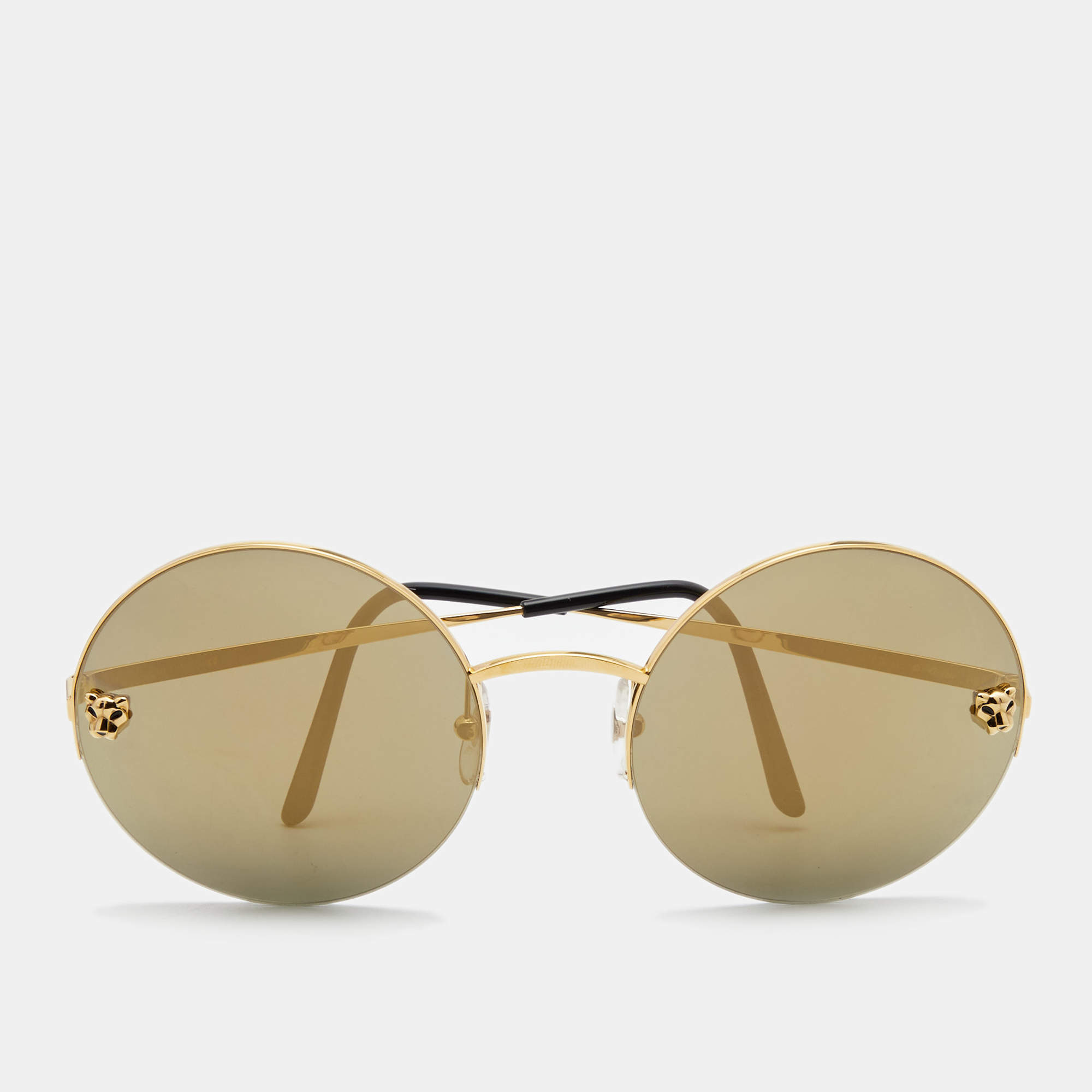 Cartier Gold CT0022S Round Mirrored Sunglasses Cartier TLC