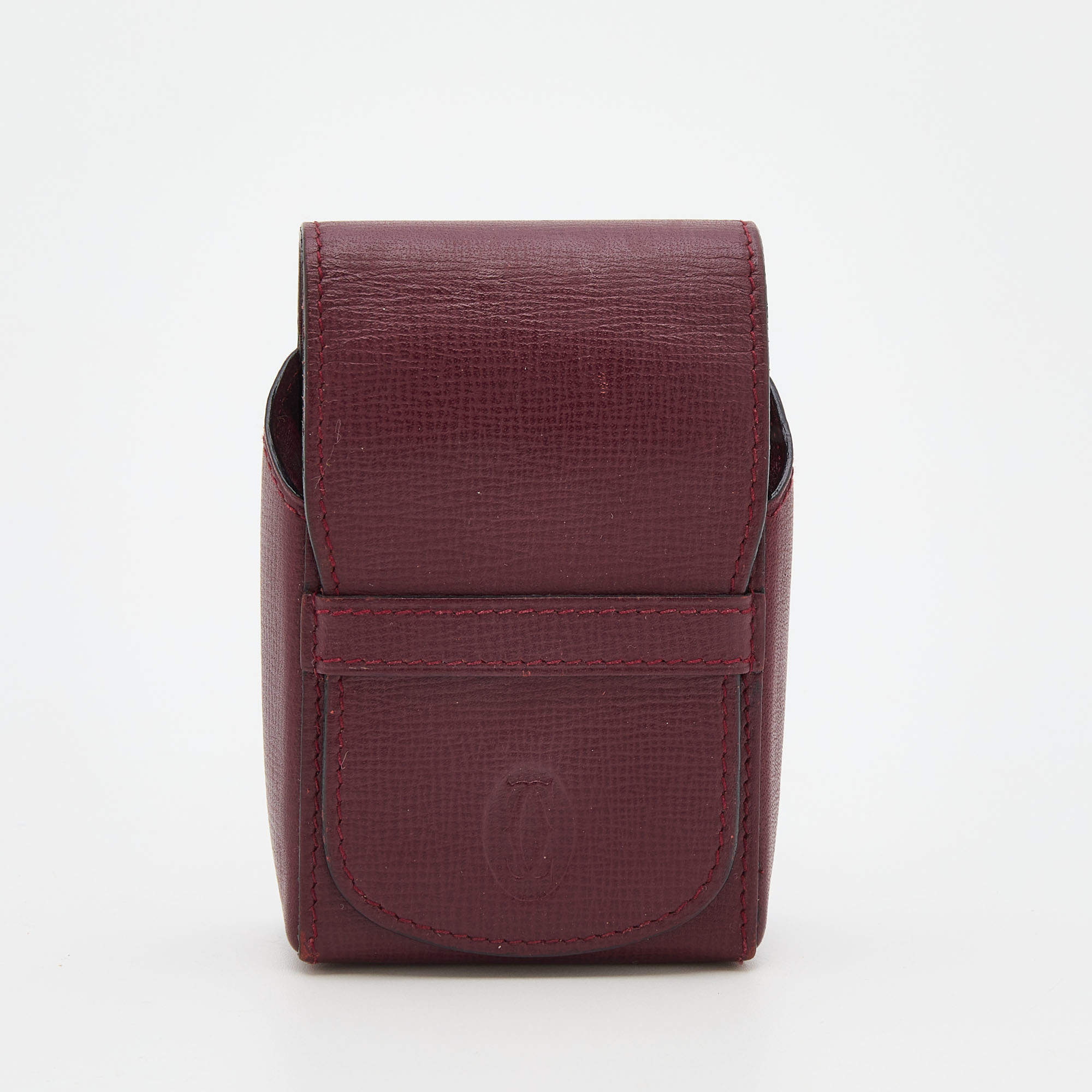 Pre Owned Cartier Burgundy Leather Must de Cartier Business Card Holder
