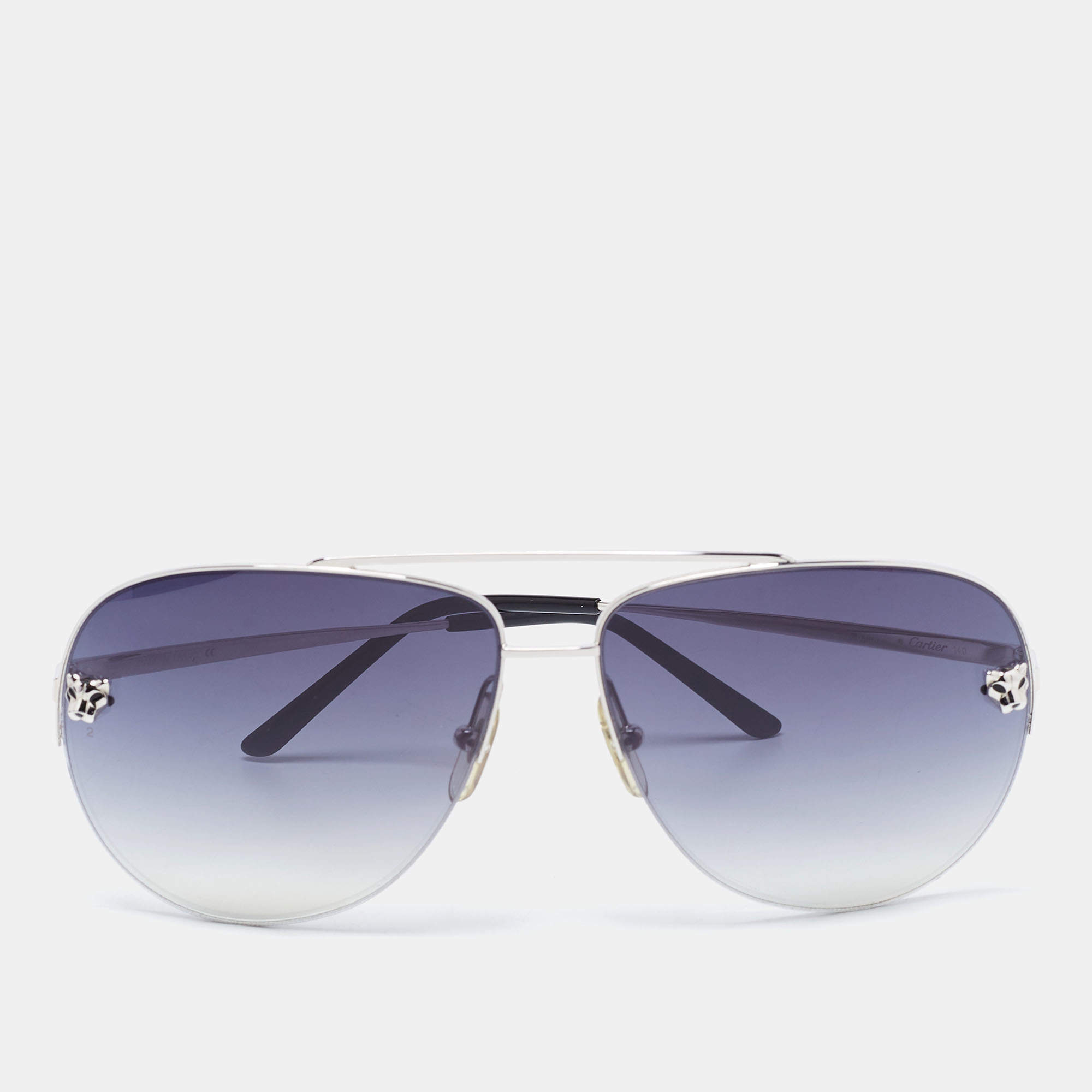 Pre Owned نظارة شمسية كارتييه بانتير دو كارتييه افياتور متدرجة سوداء