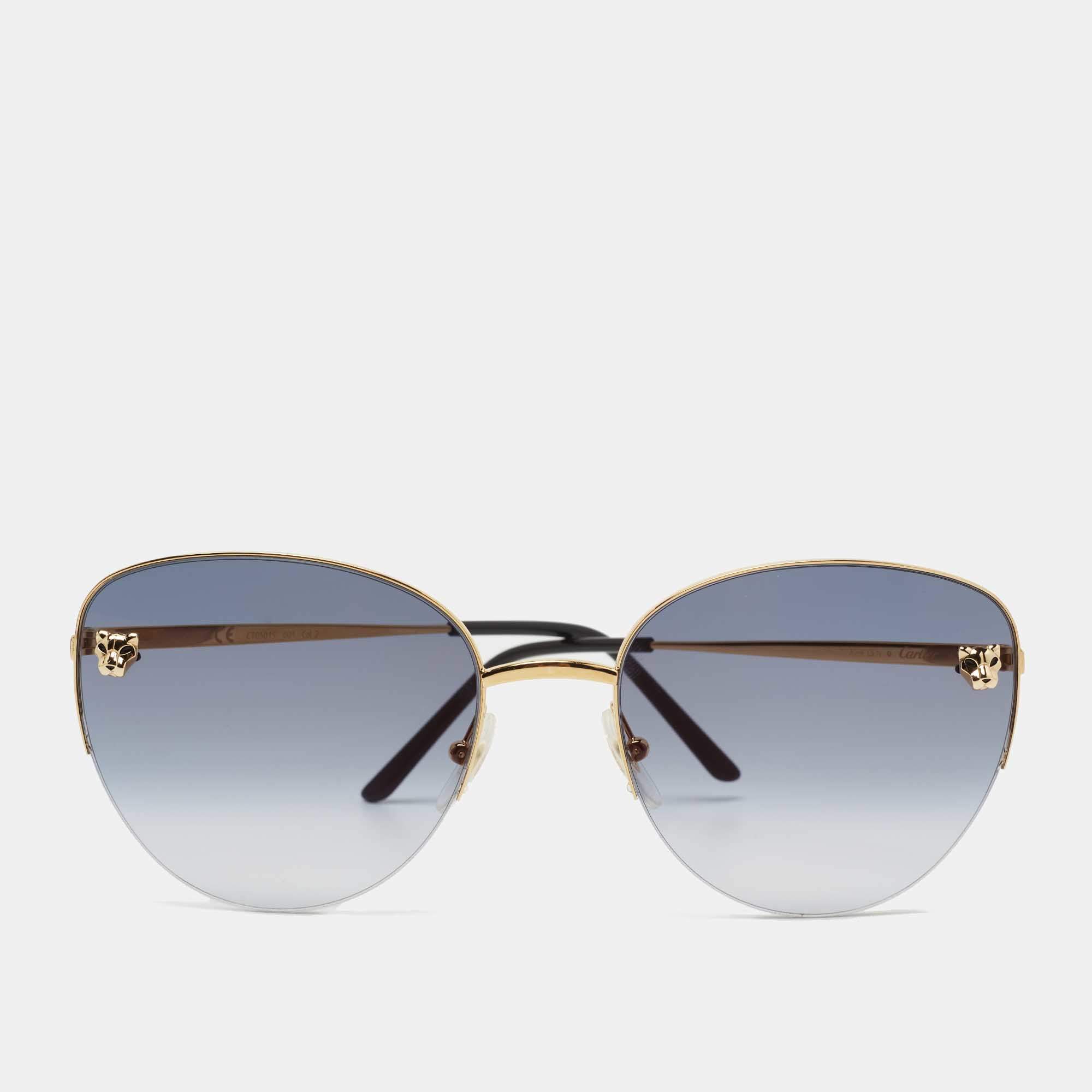 Cartier Blue/Gold Gradient Panthere De Cartier Aviator Sunglasses