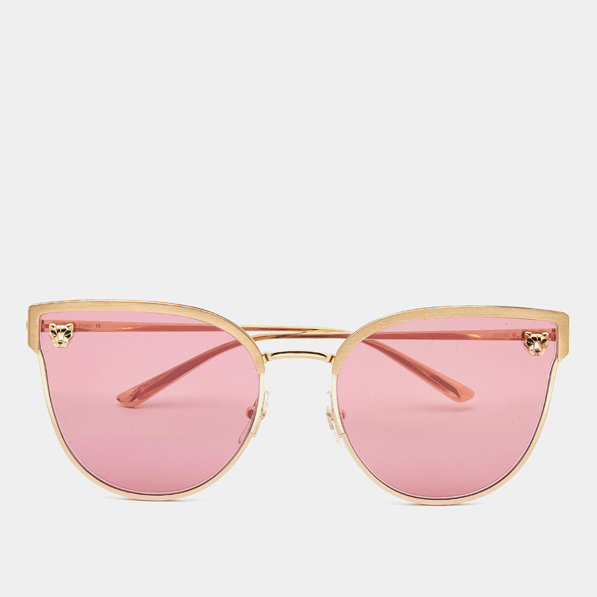 Cartier Gold Tone/Pink Panthère de Cartier CT0198S Cat-Eye Sunglasses