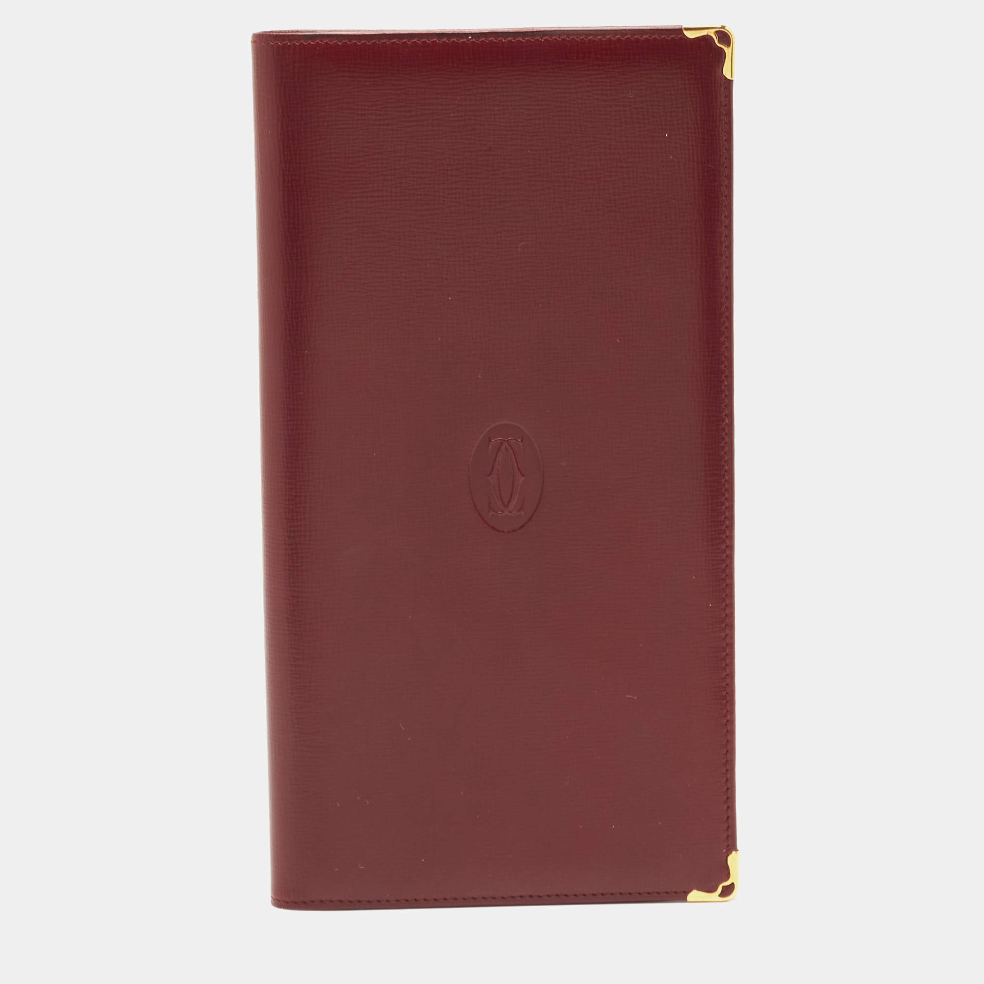 Pre Owned Cartier Burgundy Leather Business Cards Holder