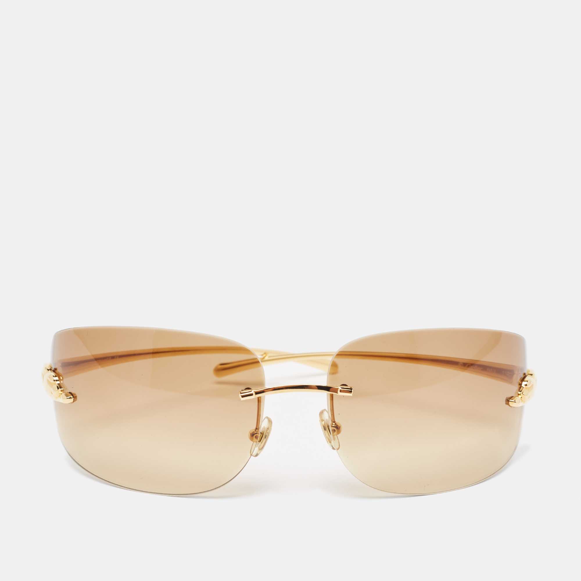 Cartier Panthere Frameless Sunglasses T8201077 F GRAY GRAY 72 20 110 | eBay