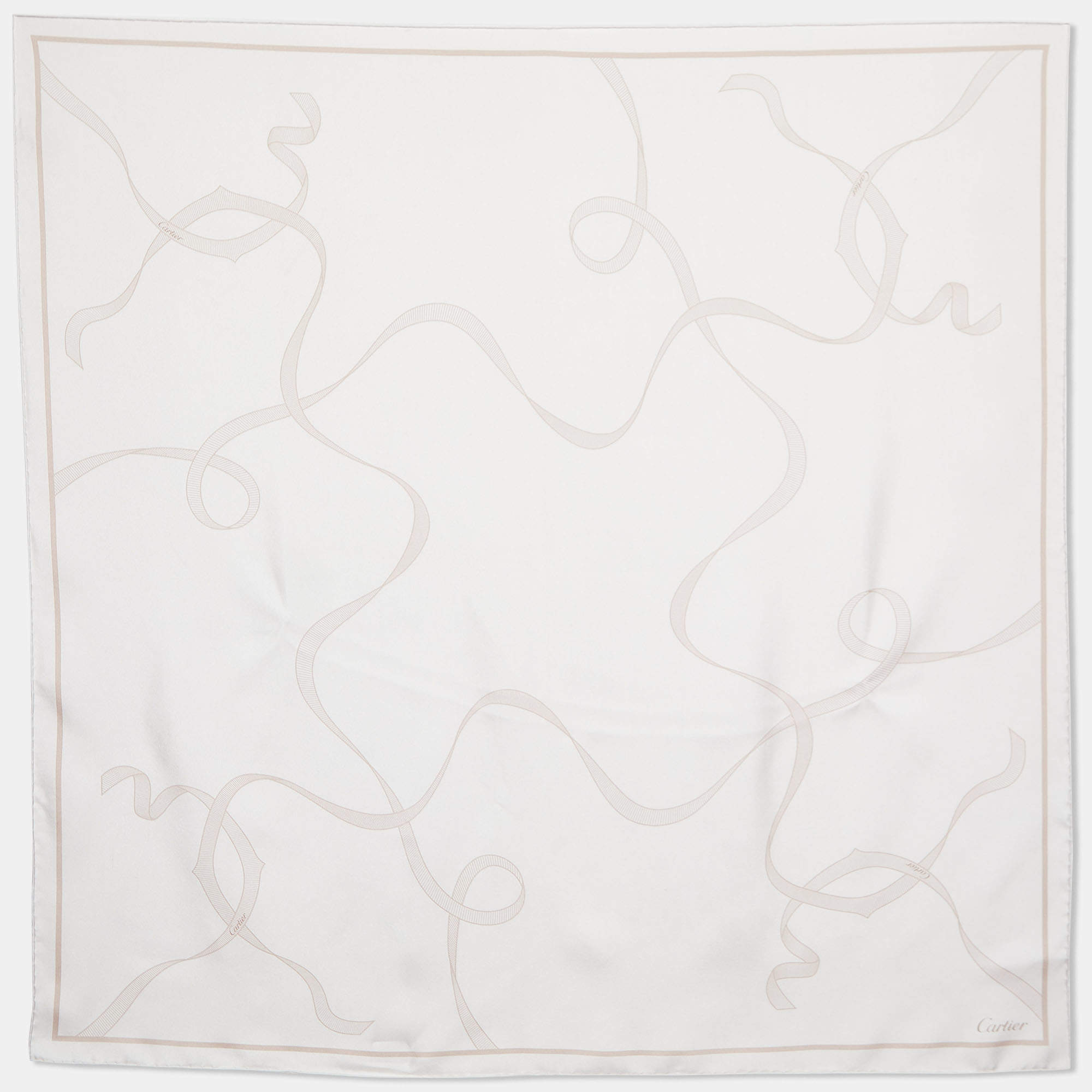 Pre Owned Cartier Pale Pink Print Silk Scarf