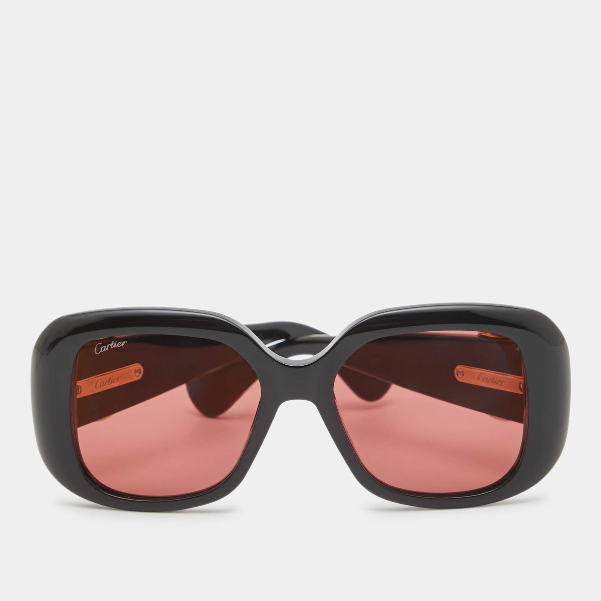 Pre Owned Cartier Black/Pink Panthère de Cartier Square Sunglasses