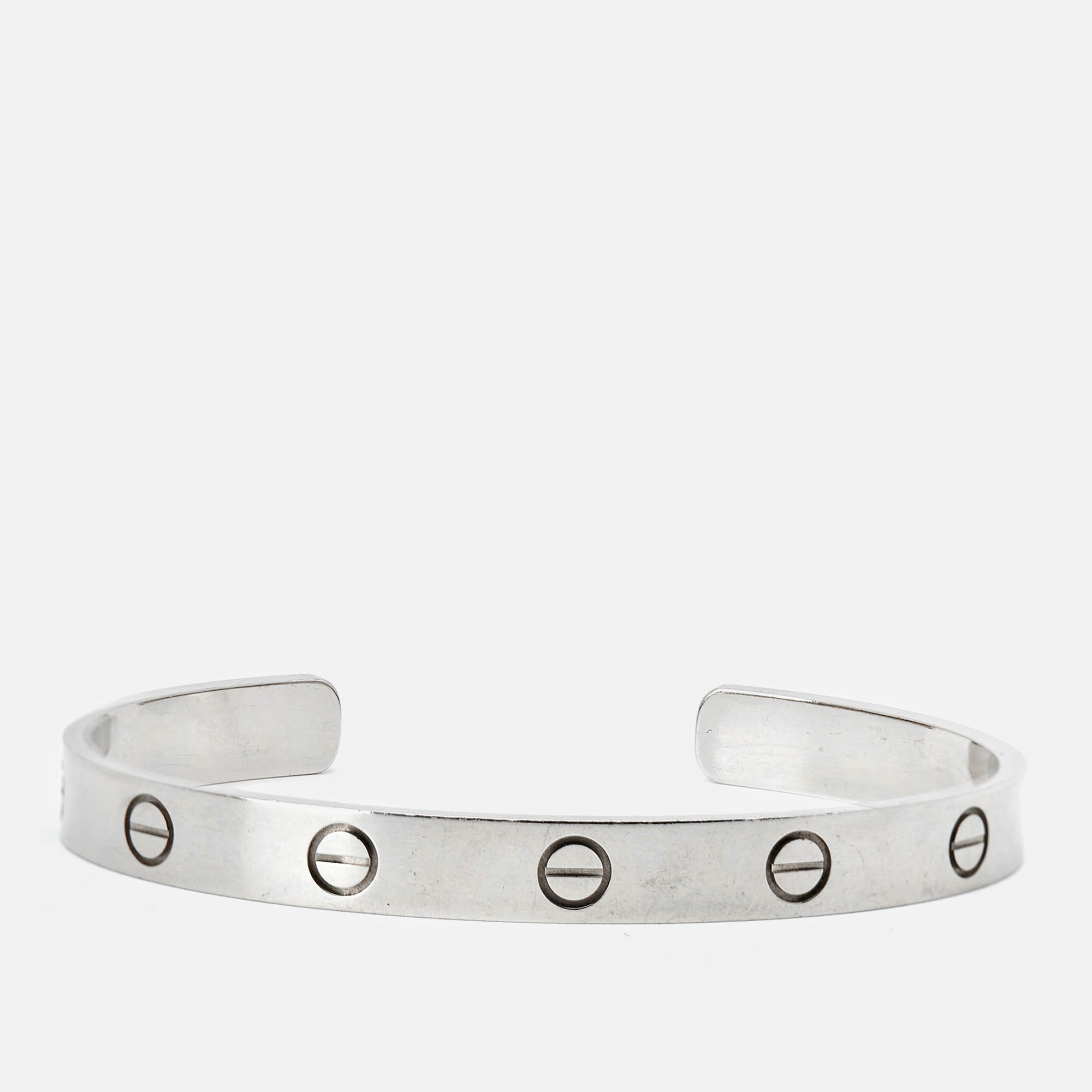 Pre Owned Cartier Love 18k White Gold Open Cuff Bracelet 17