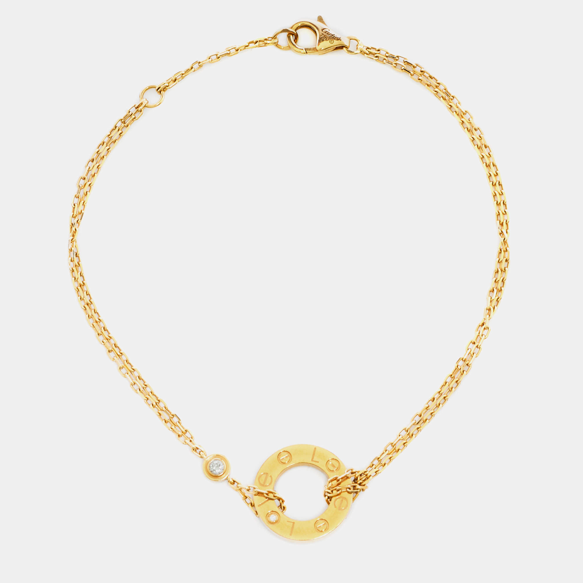 Pre Owned Cartier Love Diamond 18k Yellow Gold Bracelet