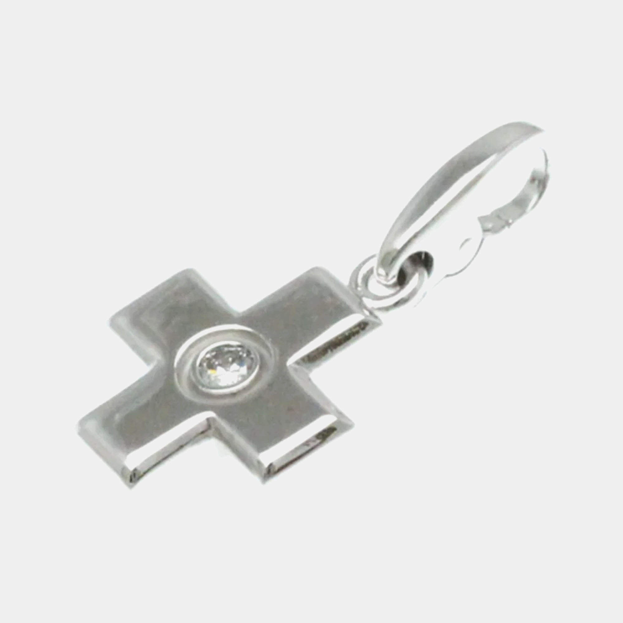 Cartier 18K White Gold and Diamond Cross Charm 