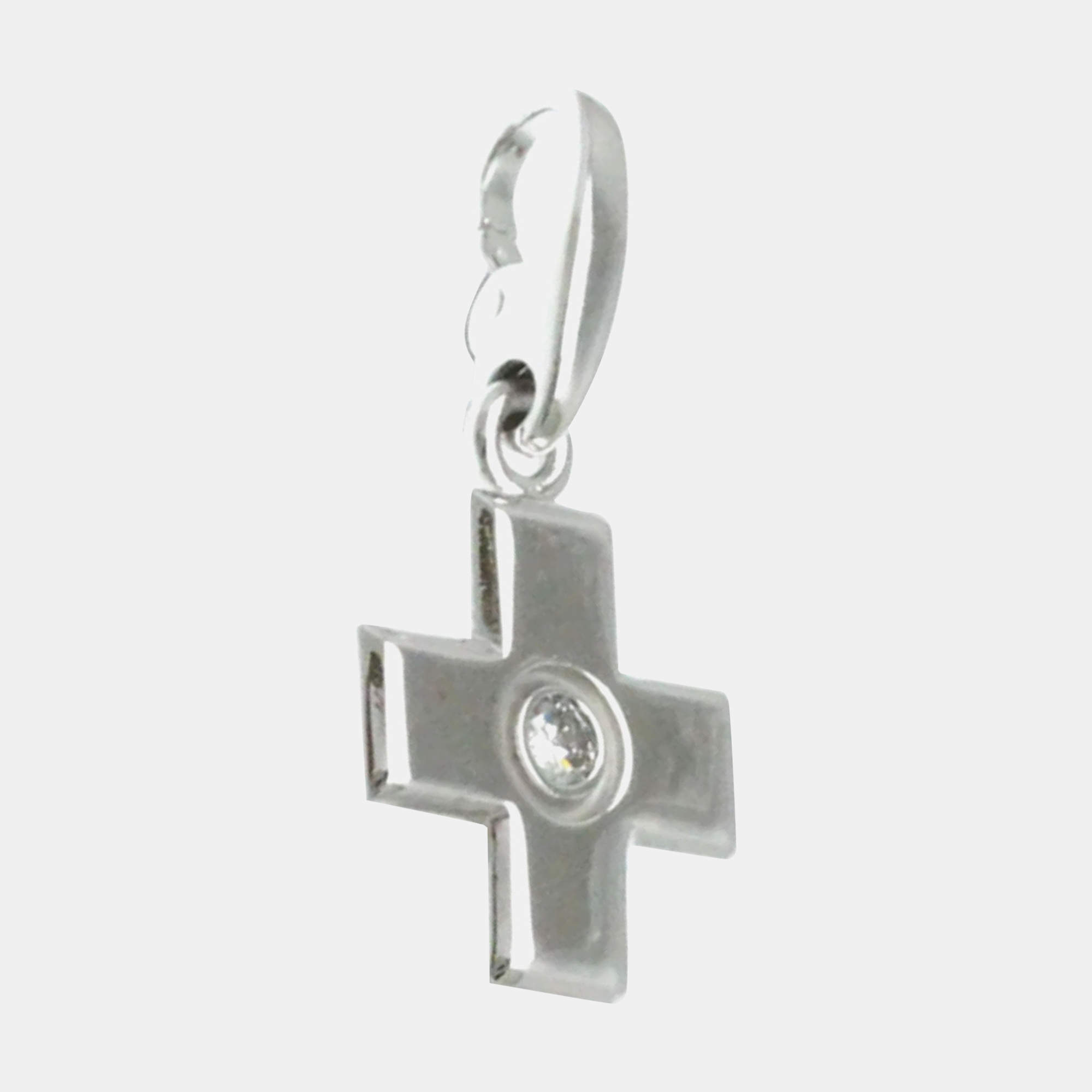 Cartier 18K White Gold and Diamond Cross Charm 