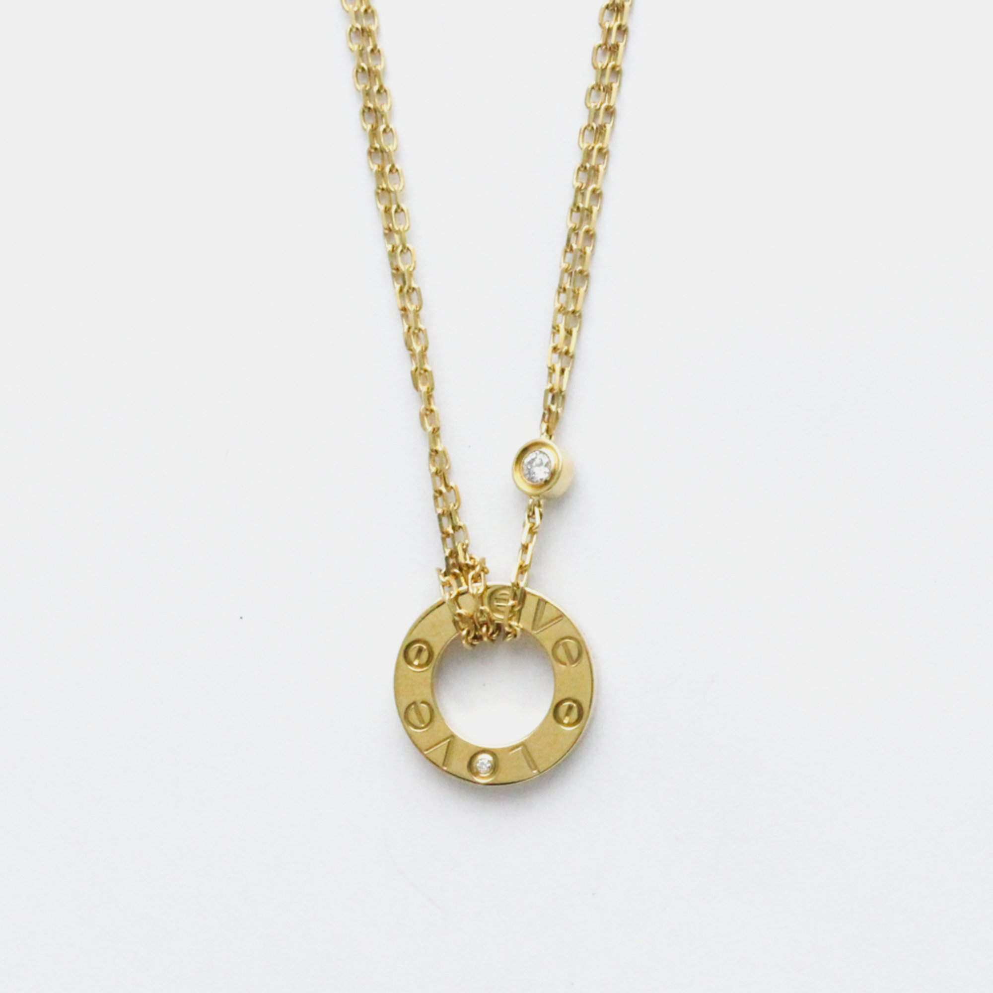 Pre Owned Cartier 18K Yellow gold 2 Diamond LOVE Necklace