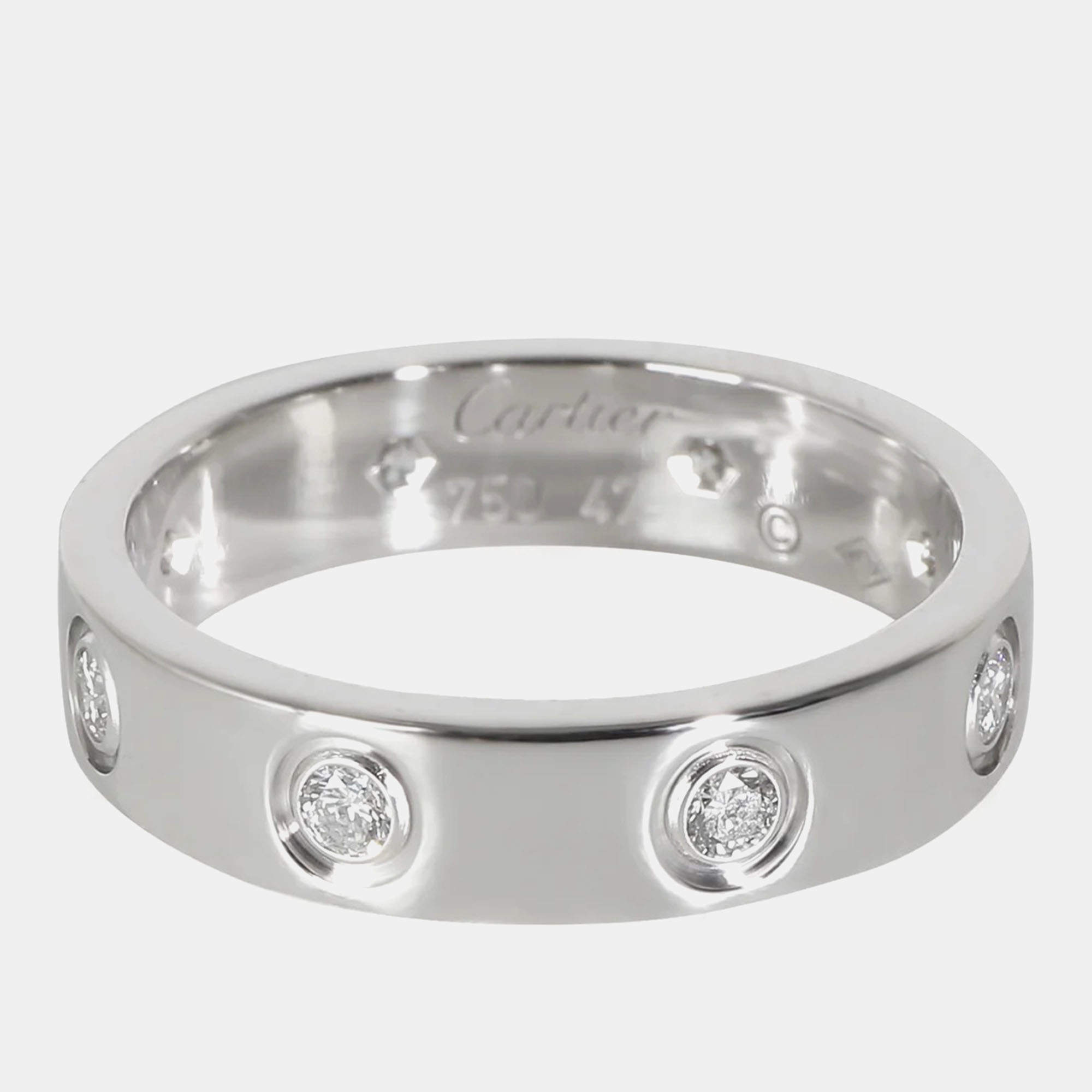 Cartier 18k White Gold Love Band 0.19 CTW
