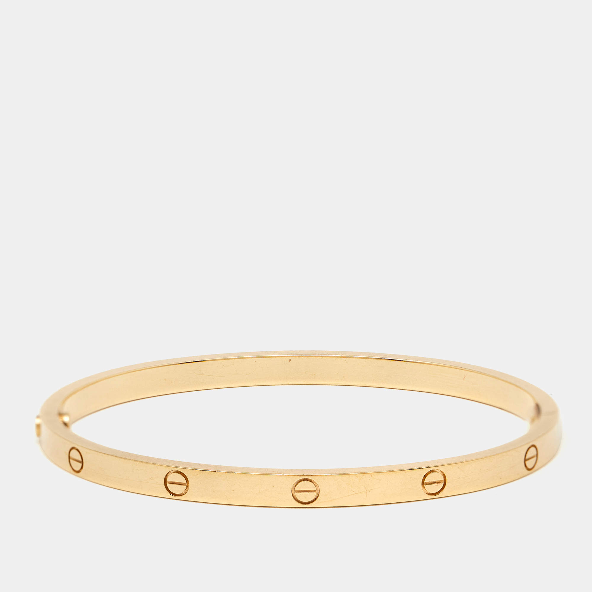 Pre Owned Cartier Love 18K Yellow Gold Narrow SM Bracelet 16