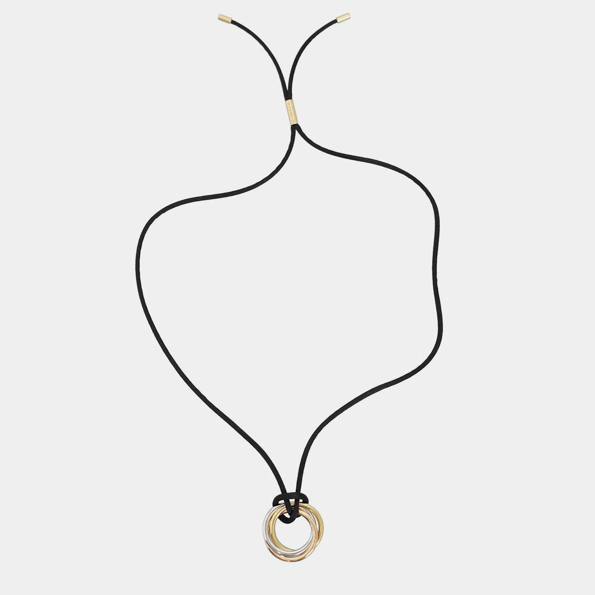 Cartier Trinity 18k Tri-Gold Diamond Pendant Necklace