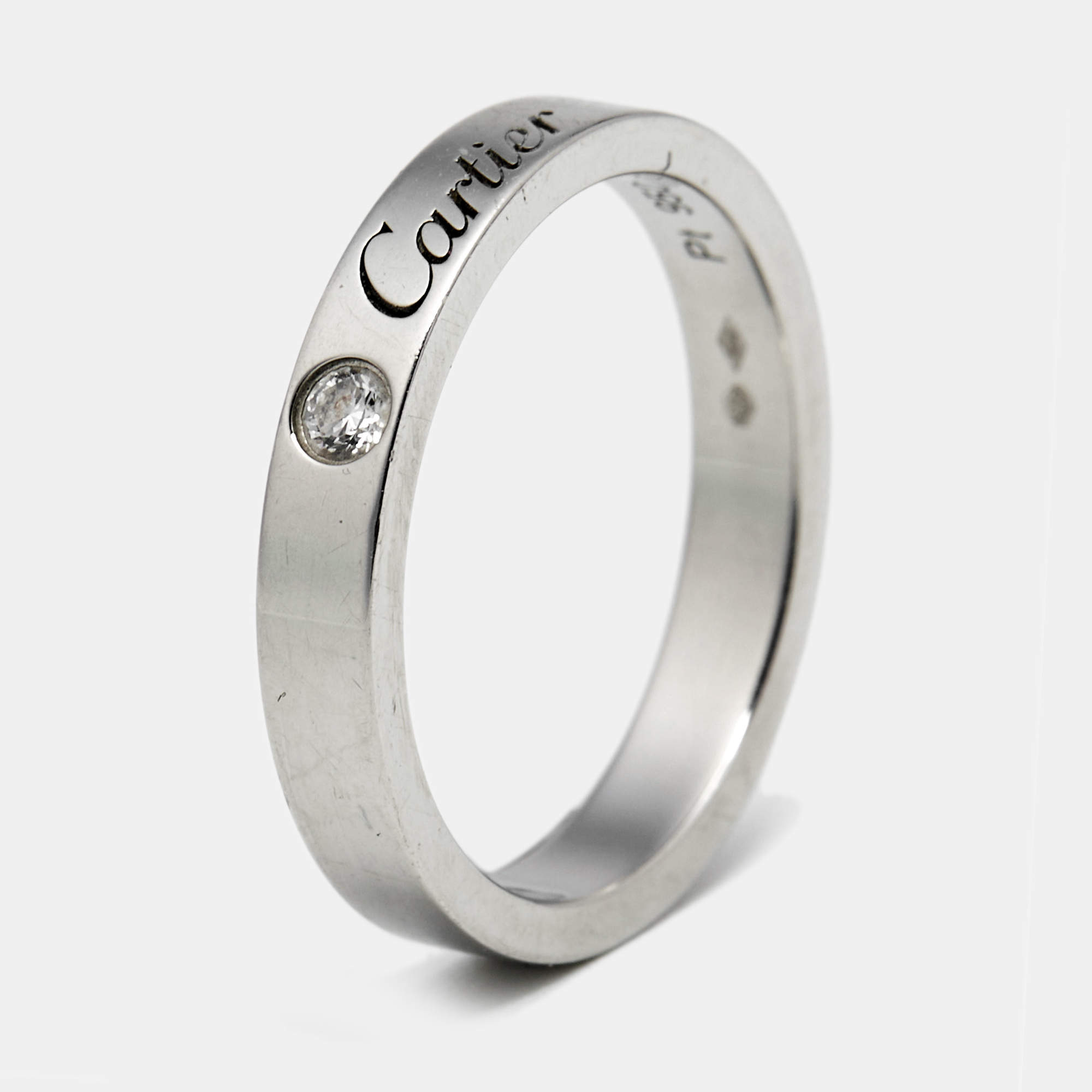 Cartier C De Cartier Diamond Platinum Ring Size 50